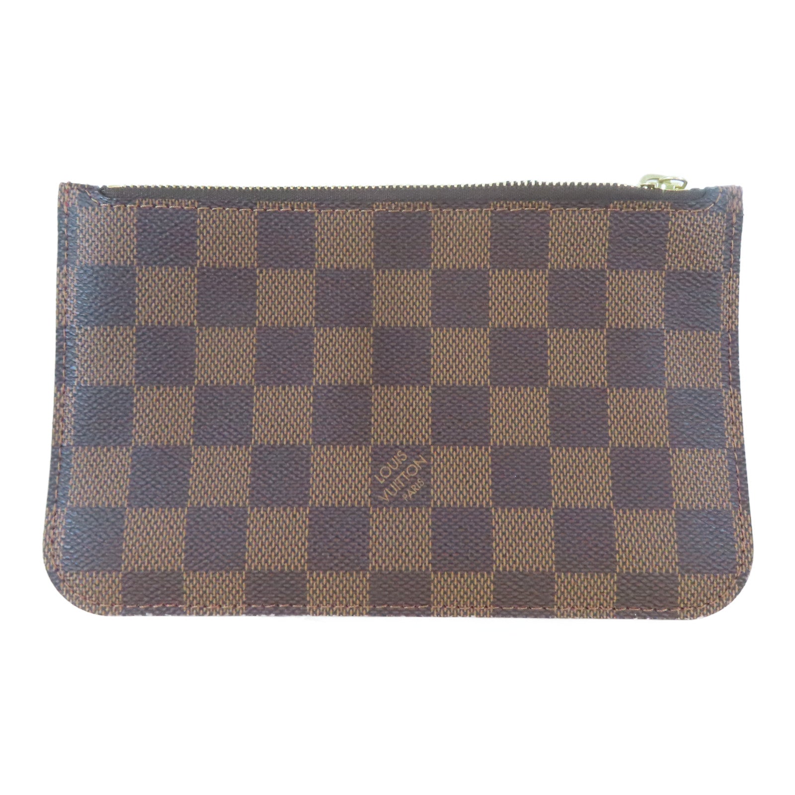 LOUIS VUITTON Damier NeverFull PM金扣肩背袋棕色