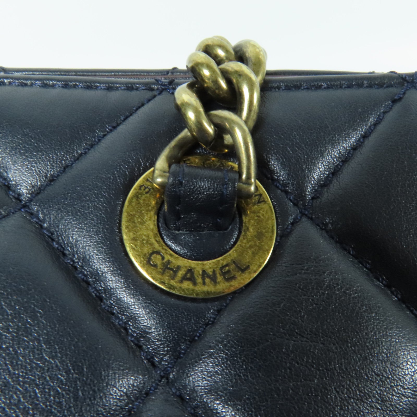 CHANEL 牛皮皮革Chain Shoulder金扣肩背袋