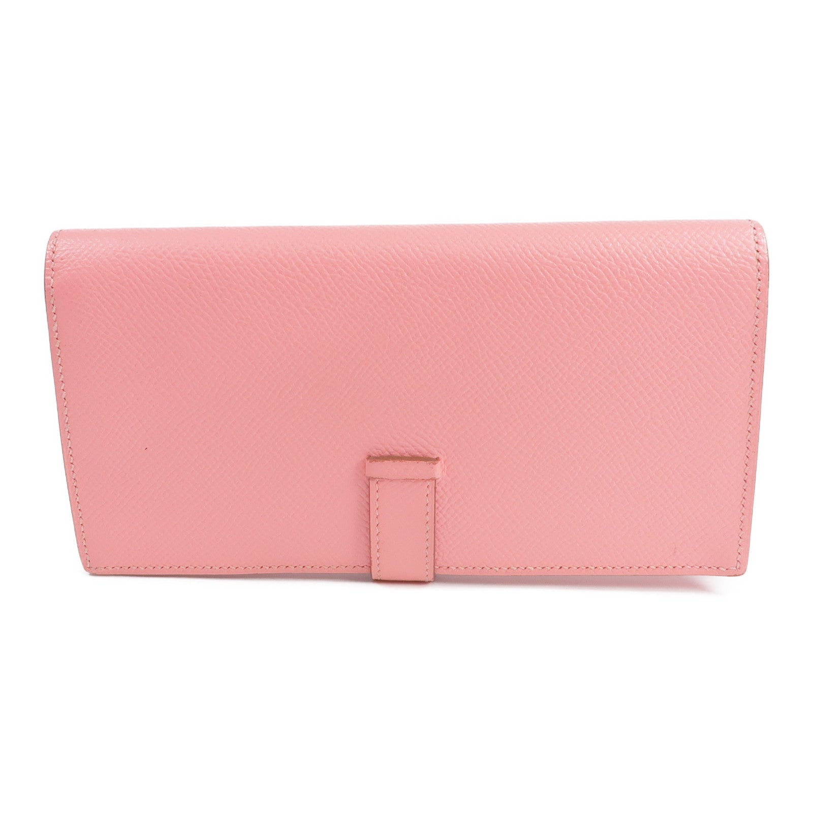 HERMES Epsom皮革Bearn W Snap銀扣長錢包Rose confetti