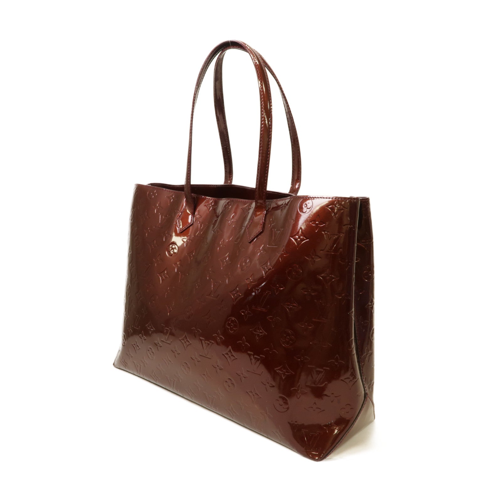 LOUIS VUITTON 【激減優惠】Monogram Vernis Vernis Wilshire GM金扣手挽袋酒紅色