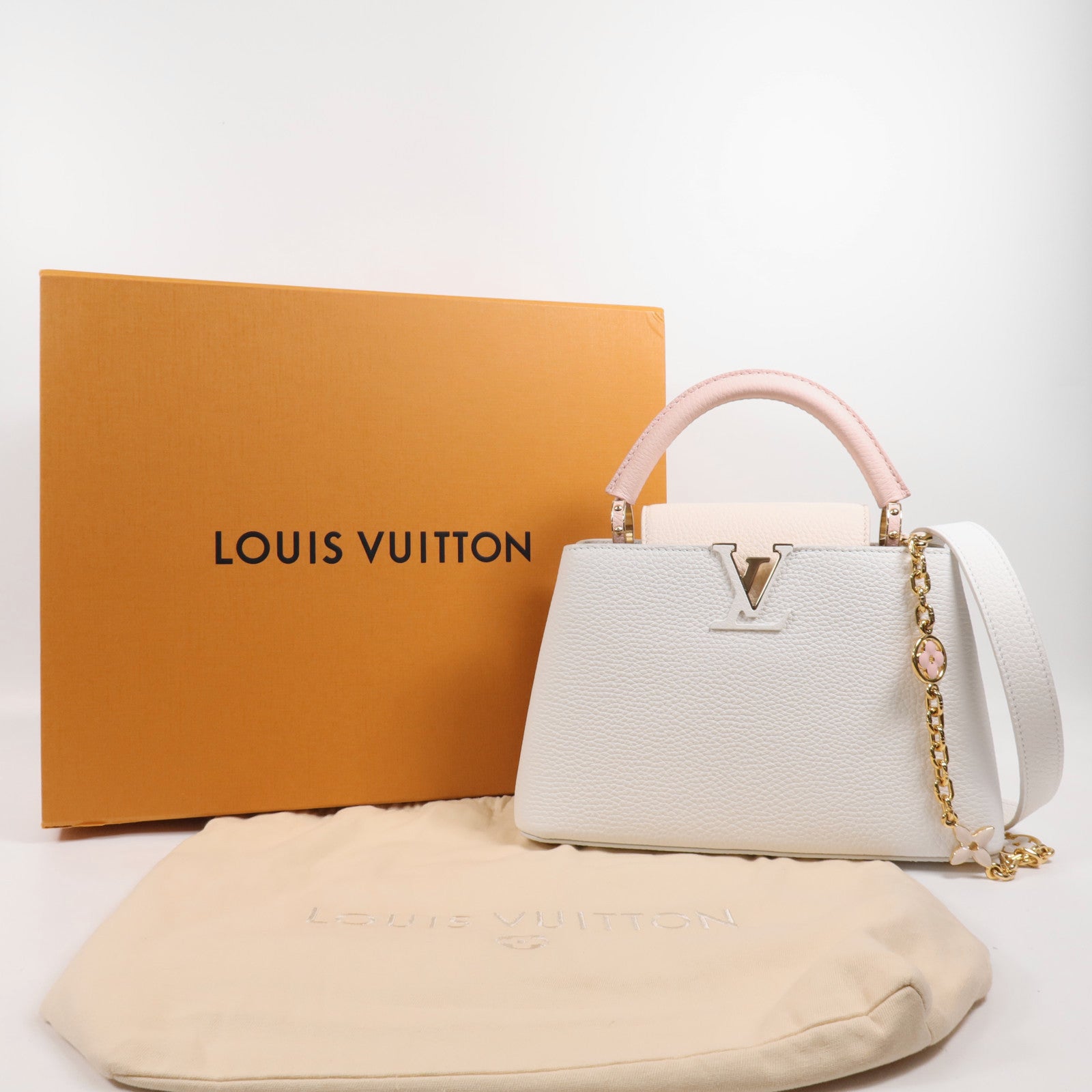 LOUIS VUITTON 牛皮皮革Capucines BB金扣手挽肩背兩用袋