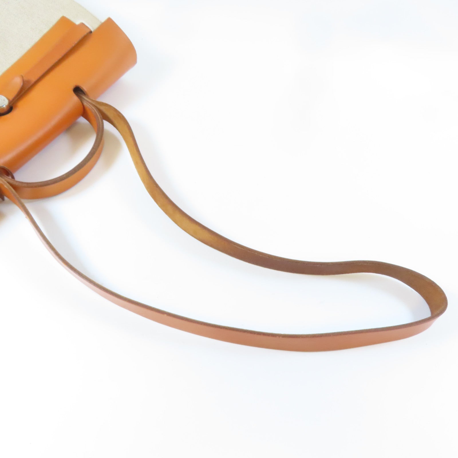HERMES 帆布Herbag GM銀扣手挽肩背兩用袋米色