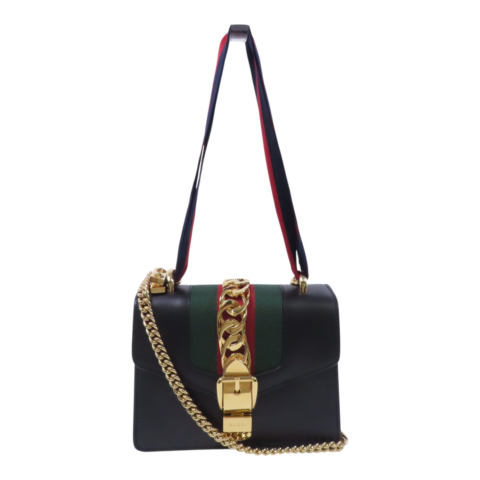GUCCI 牛皮皮革Sylvie Min Bag金扣手挽肩背兩用袋