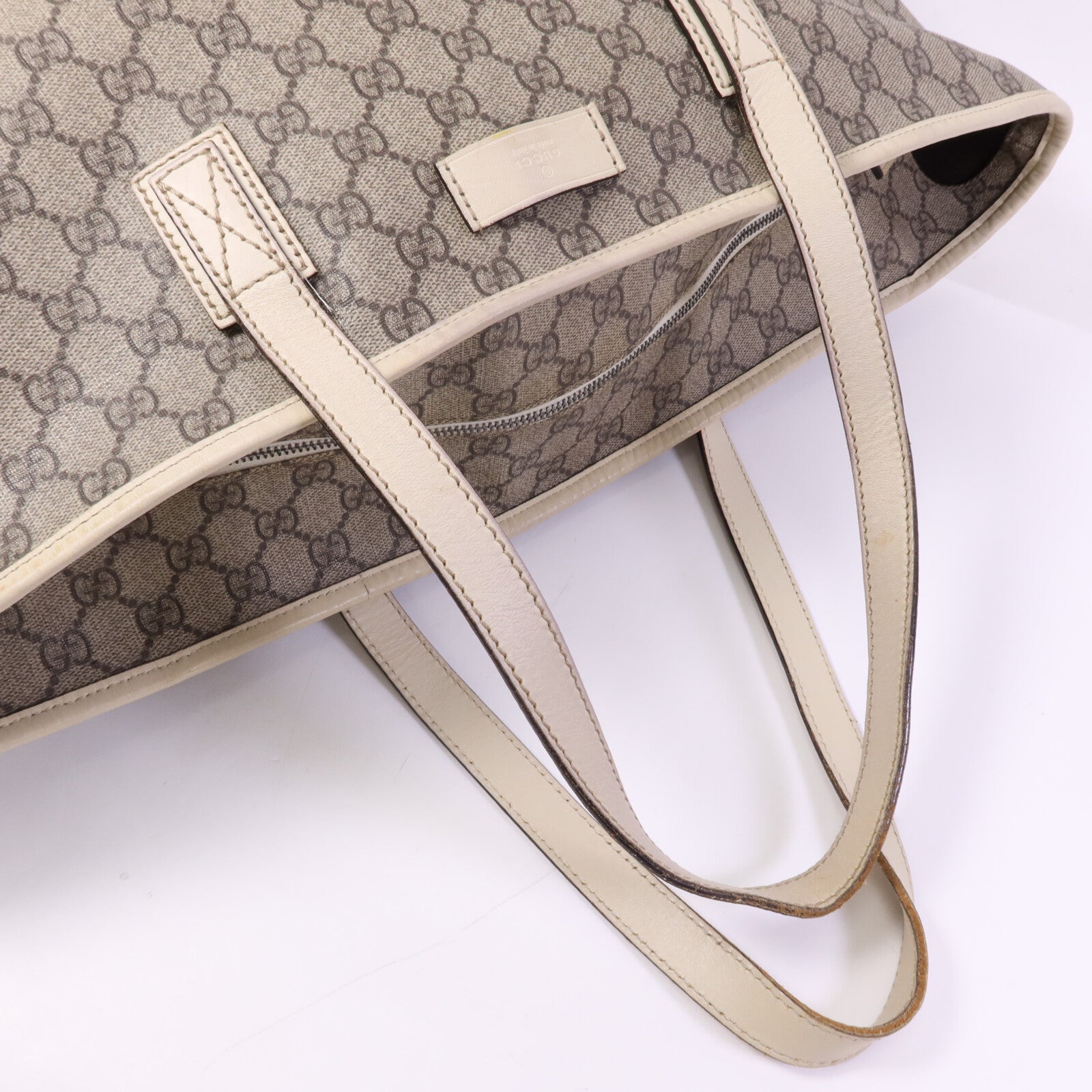 GUCCI 塗層帆布/牛皮皮革Tote Bag銀扣手挽袋