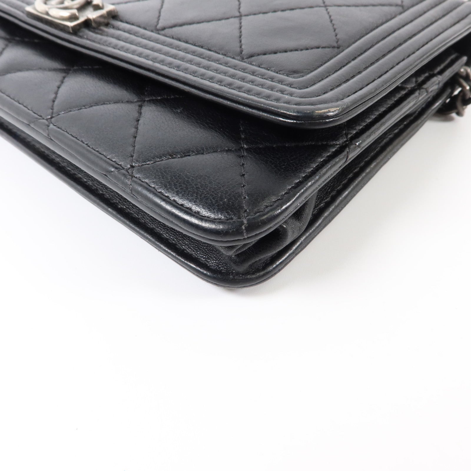 CHANEL 羊皮皮革Boy Chanel Wallet on Chain銀扣鏈帶肩背袋