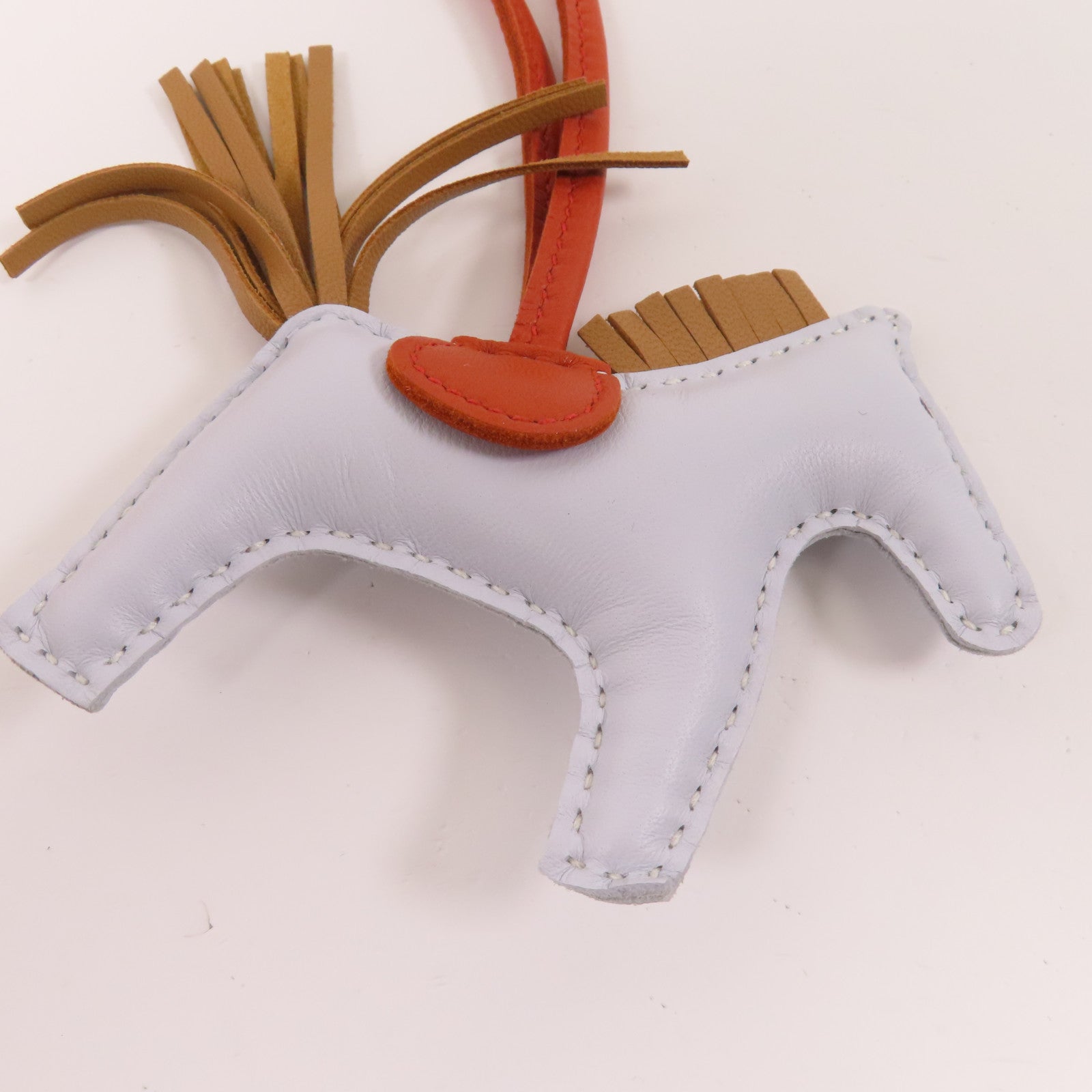 HERMES Milo皮革Rodeo PM Charm掛飾Bleu Brume