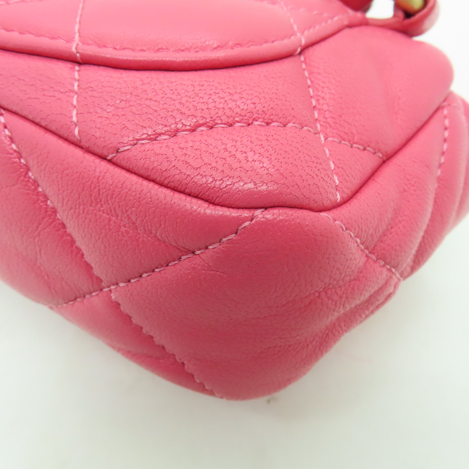 CHANEL 【激減優惠】菱格羊皮皮革Waist Bag金扣腰包粉紅色