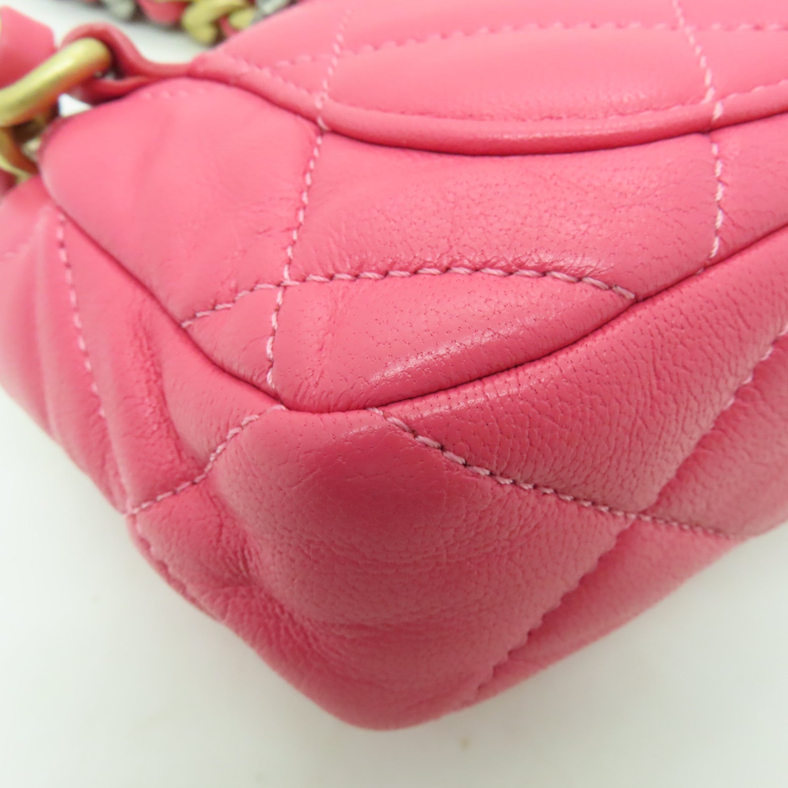 CHANEL 【激減優惠】菱格羊皮皮革Waist Bag金扣腰包粉紅色
