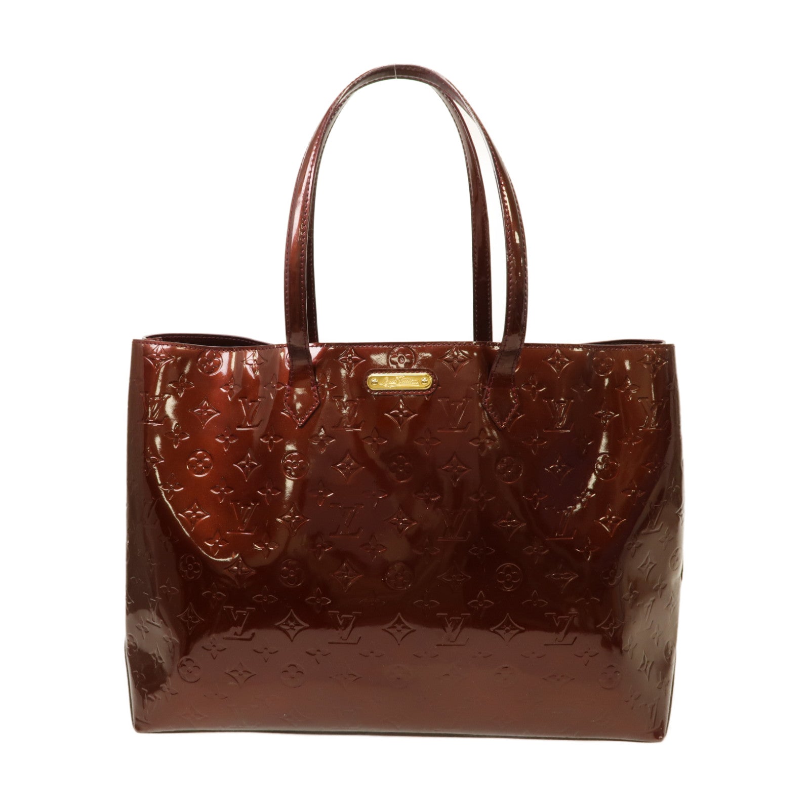 LOUIS VUITTON 【激減優惠】Monogram Vernis Vernis Wilshire GM金扣手挽袋酒紅色