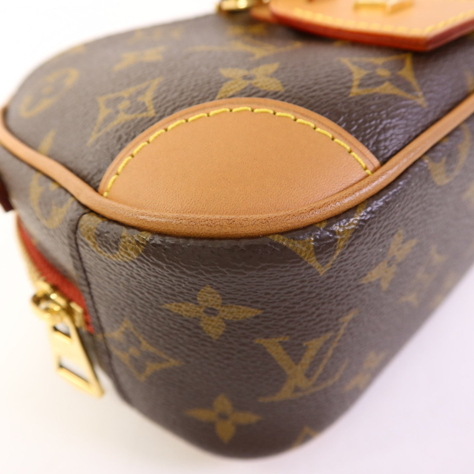 LOUIS VUITTON Monogram Deauville Mini金扣肩背袋棕色