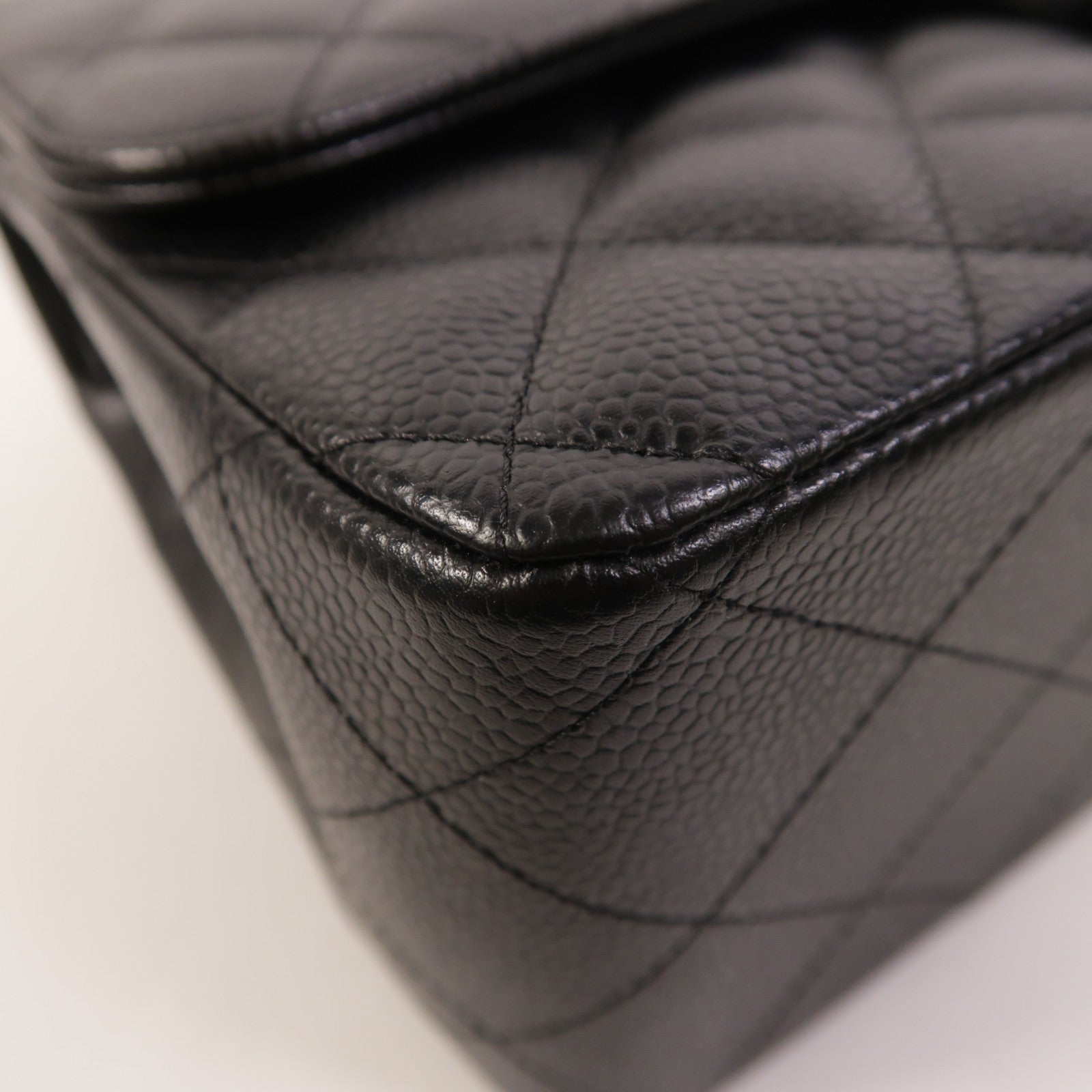 CHANEL 牛皮皮革Large Classic銀扣鏈帶肩背袋