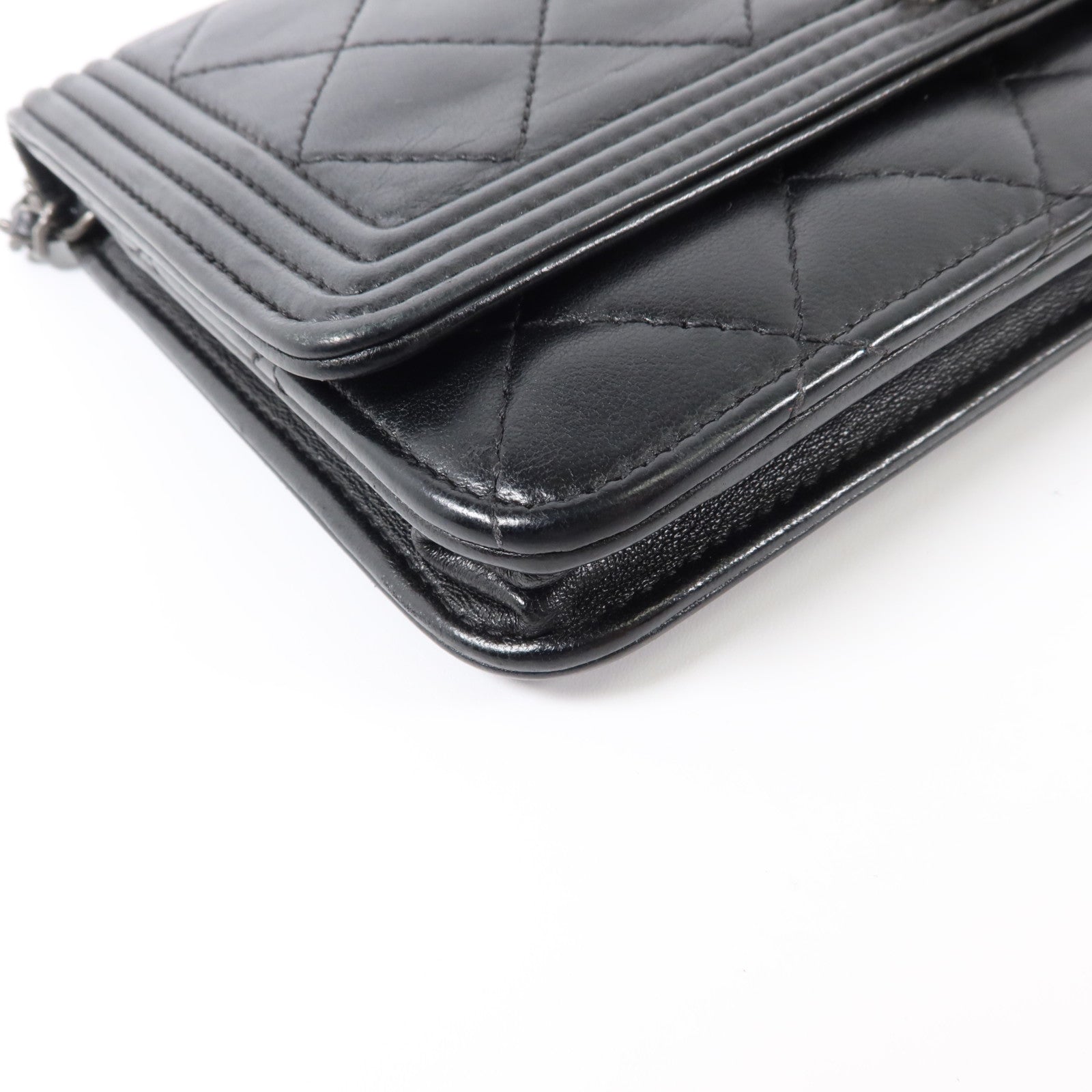 CHANEL 羊皮皮革Boy Chanel Wallet on Chain銀扣鏈帶肩背袋