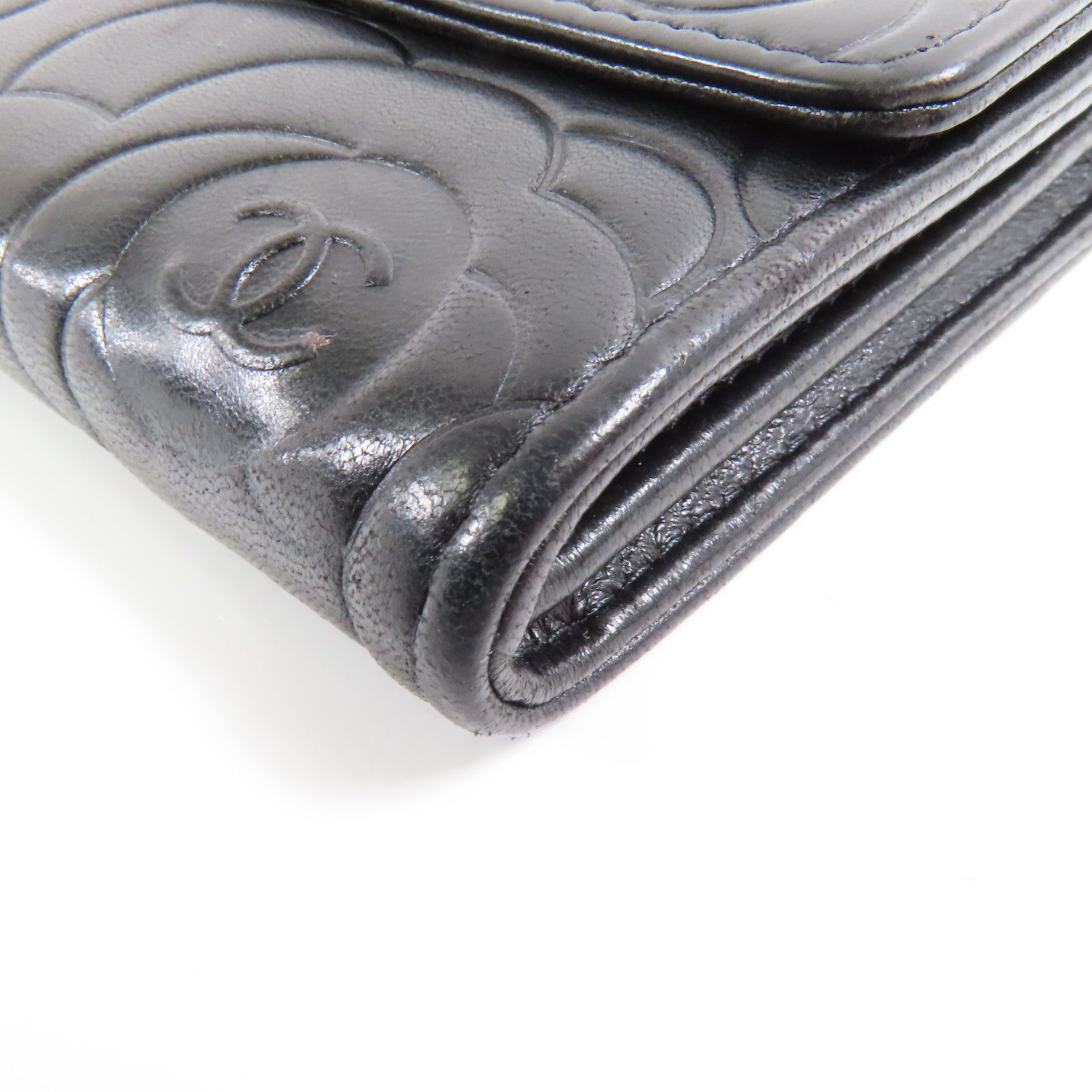CHANEL 羊皮皮革銀扣Long Wallet長錢包