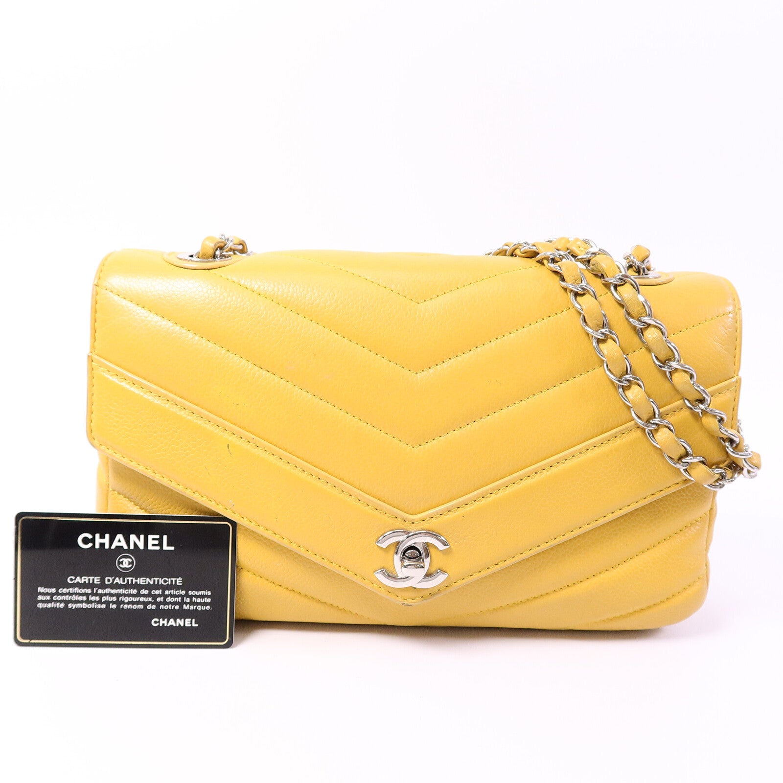 CHANEL 牛皮皮革Chervon Classic Flap鏈帶肩背袋