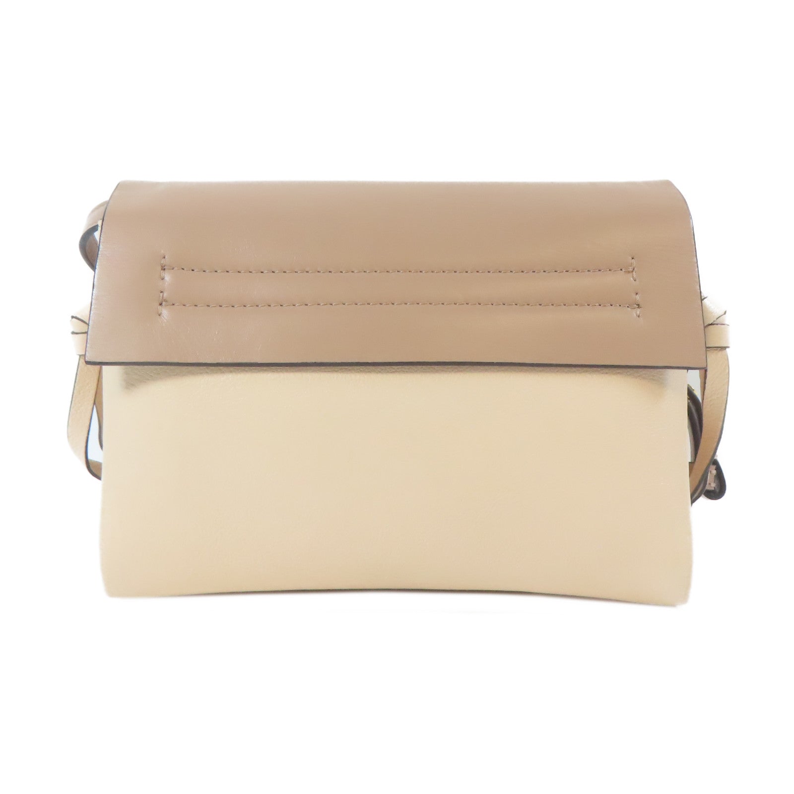 Valentino 【激減優惠】牛皮皮革Shoulder Bag金扣肩背袋杏色/深紅色