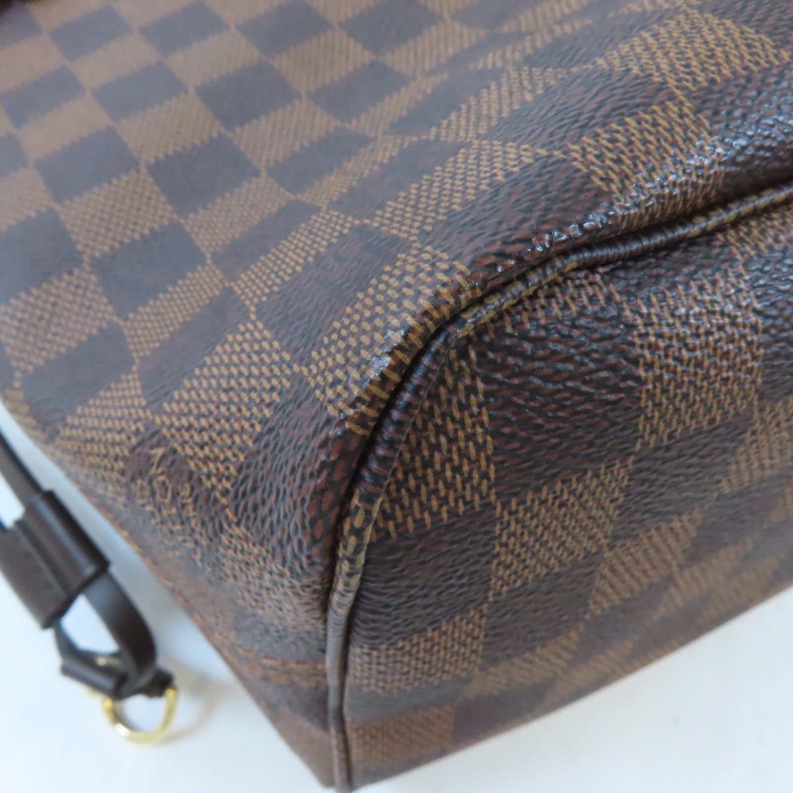 LOUIS VUITTON Damier NeverFull PM金扣肩背袋棕色