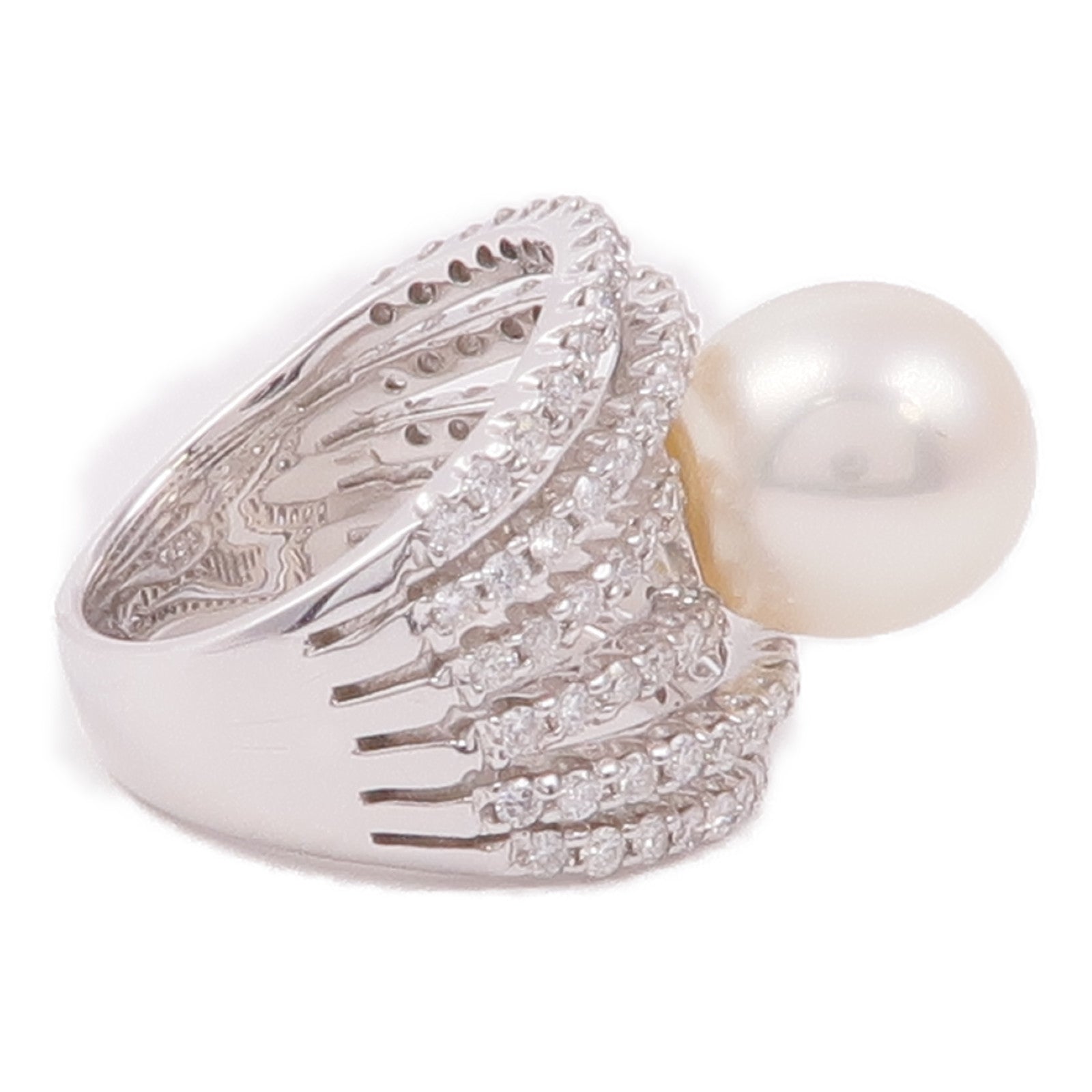 JEWELRY 18K白金Pearl Diamond Ring珍珠/鑽石戒指US#5.5