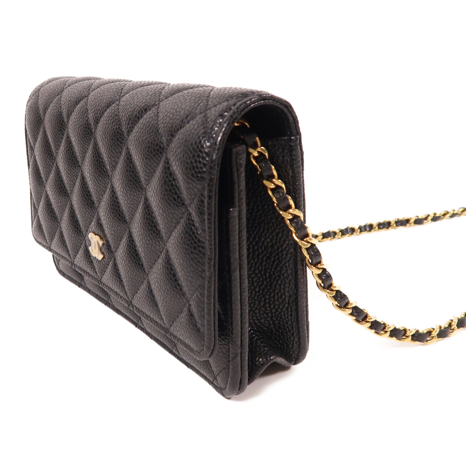 CHANEL 牛皮皮革WOC Wallet On Chain金扣鏈帶肩背袋