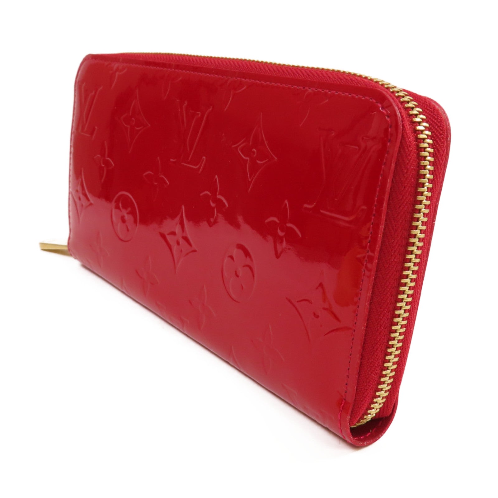 LOUIS VUITTON Monogram Vernis Zippy Long Wallet金扣拉鏈長錢包紅色