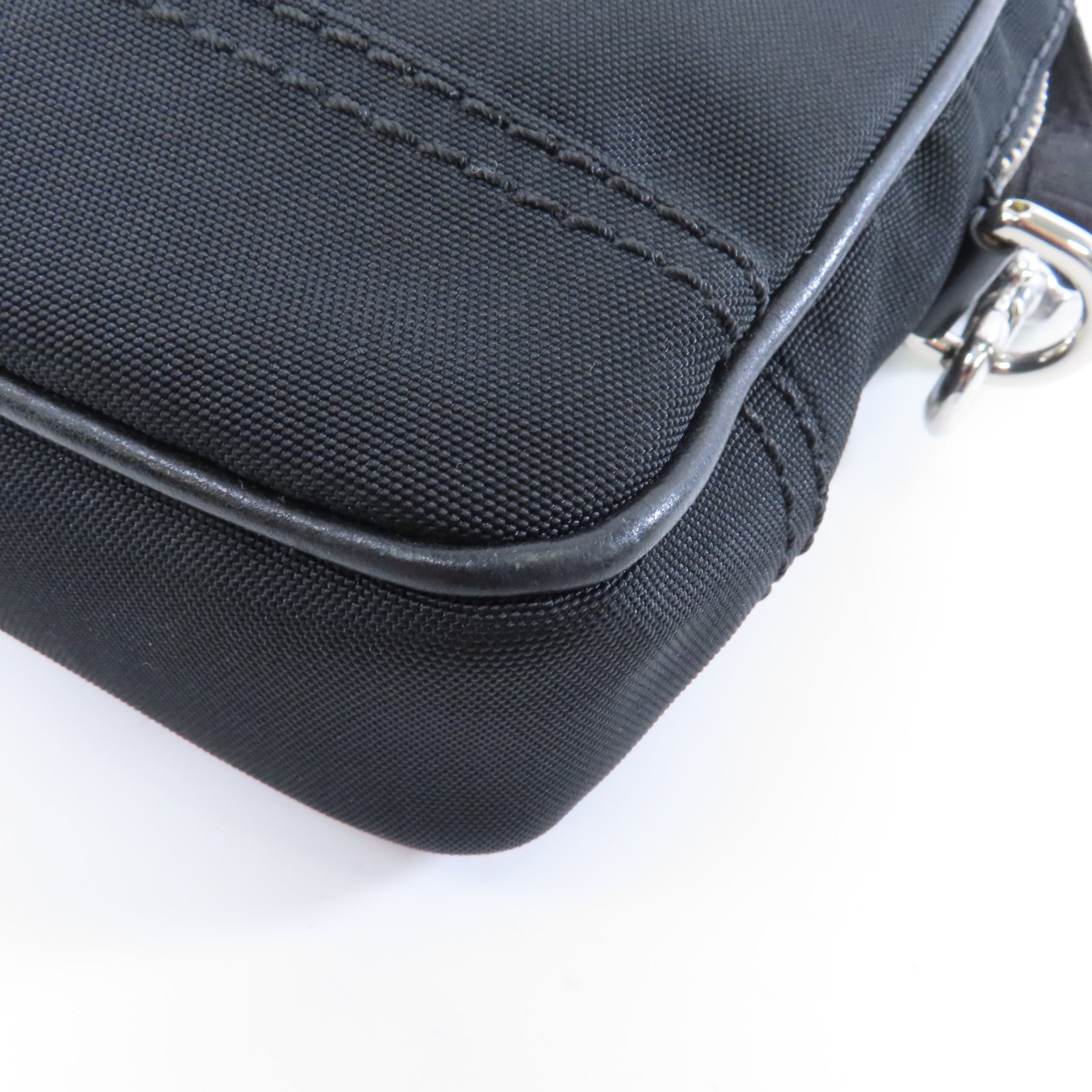 MOSCHINO 尼龍Shoulder Bag銀扣肩背袋黑色