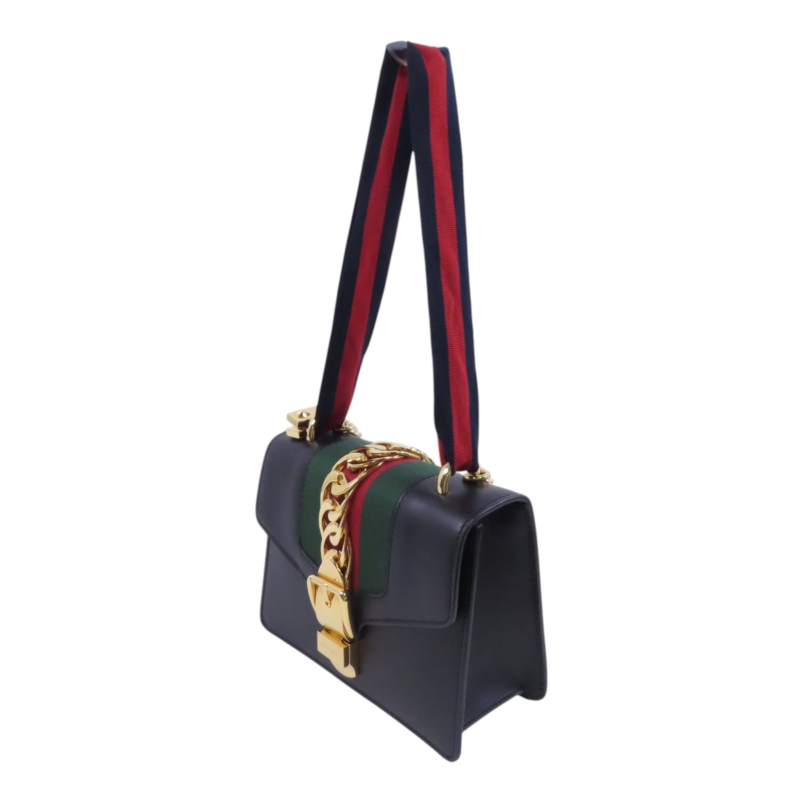 GUCCI 牛皮皮革Sylvie Min Bag金扣手挽肩背兩用袋