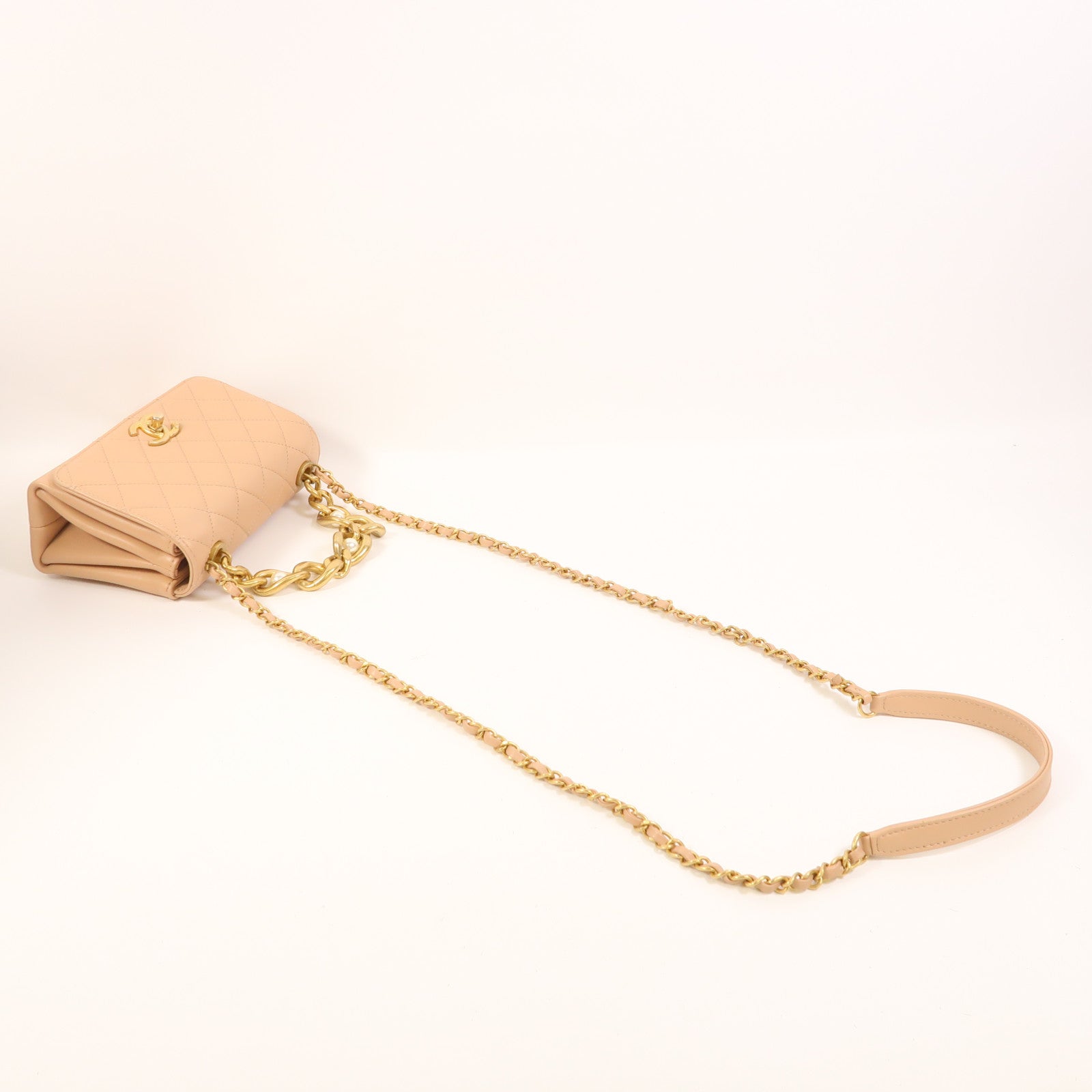 CHANEL 牛皮皮革2 Way Shoulder Bag金扣手挽肩背兩用袋