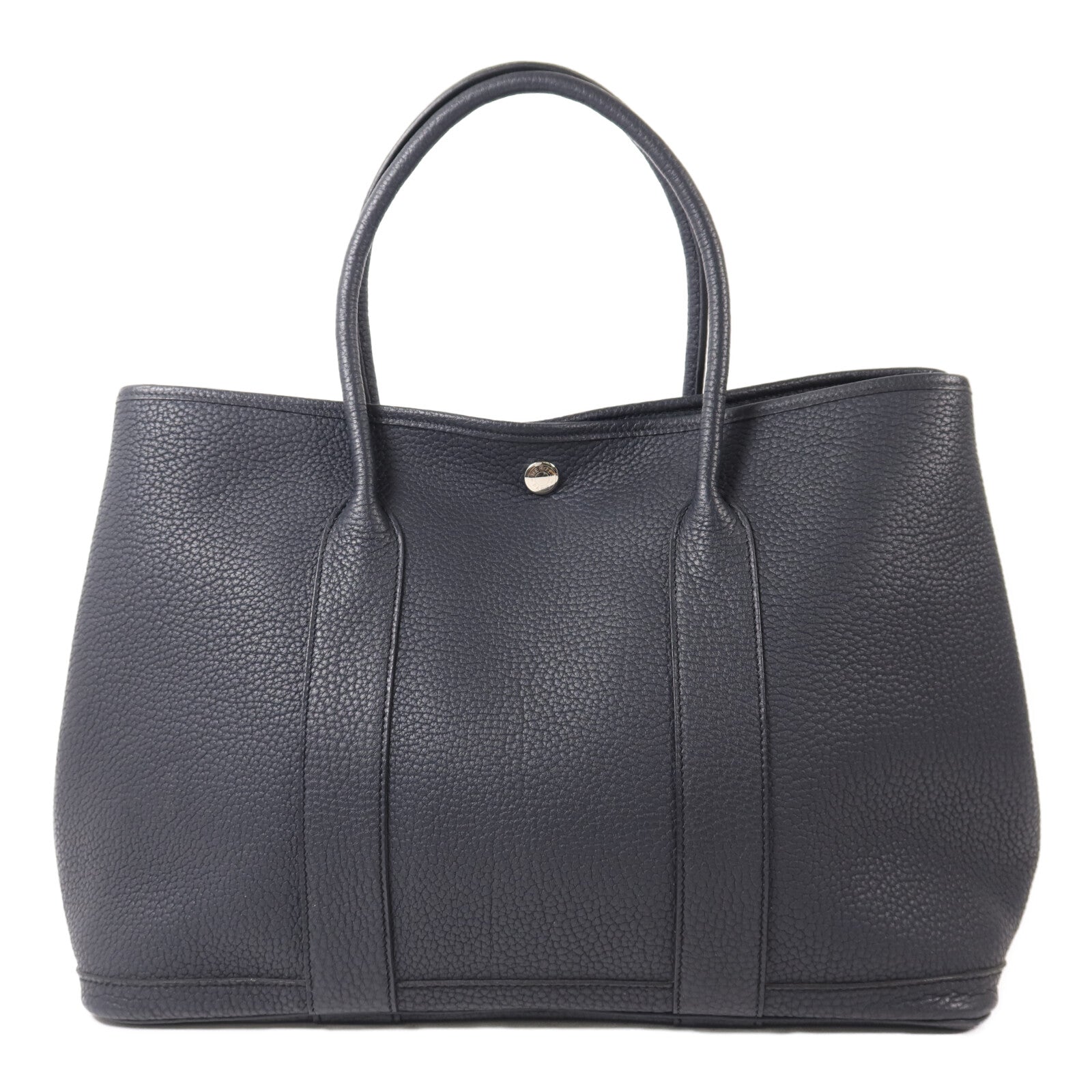 HERMES Negonda皮革Garden Party 36銀扣手挽袋Bleu Indigo