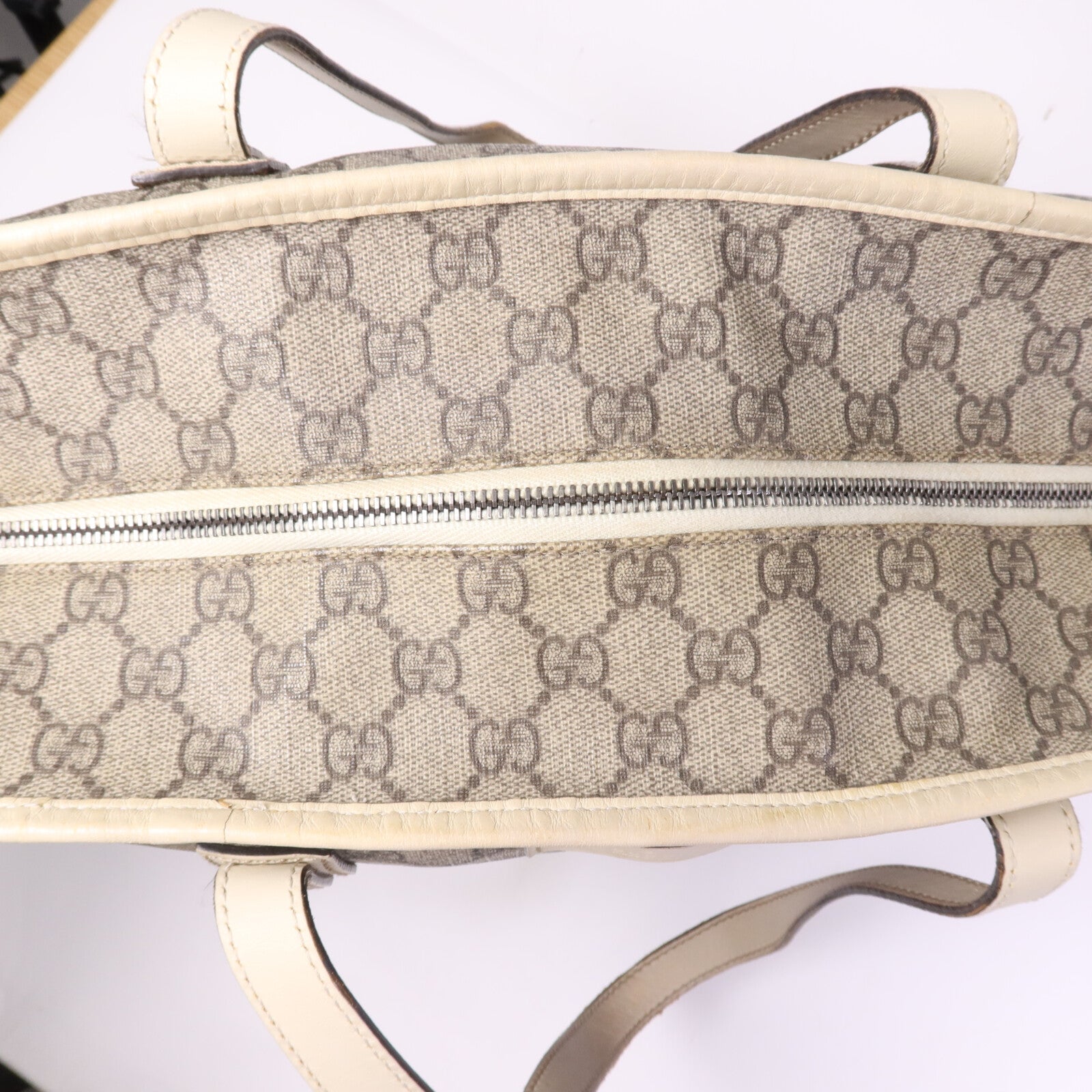 GUCCI 塗層帆布/牛皮皮革Tote Bag銀扣手挽袋