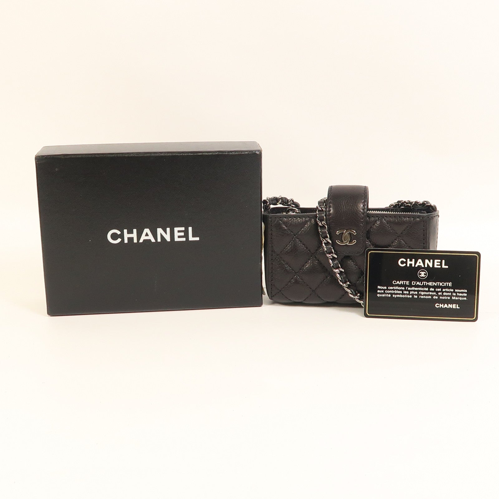 CHANEL 牛皮皮革Chain Shoulder銀扣鏈帶肩背袋