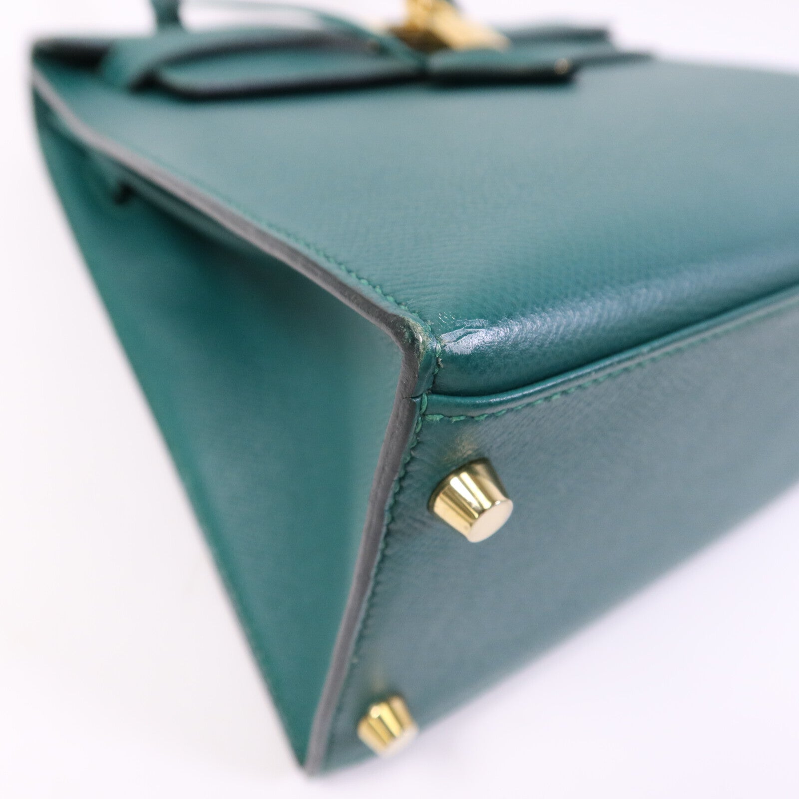 HERMES Epsom皮革Kelly 28金扣手挽肩背兩用袋Malachite