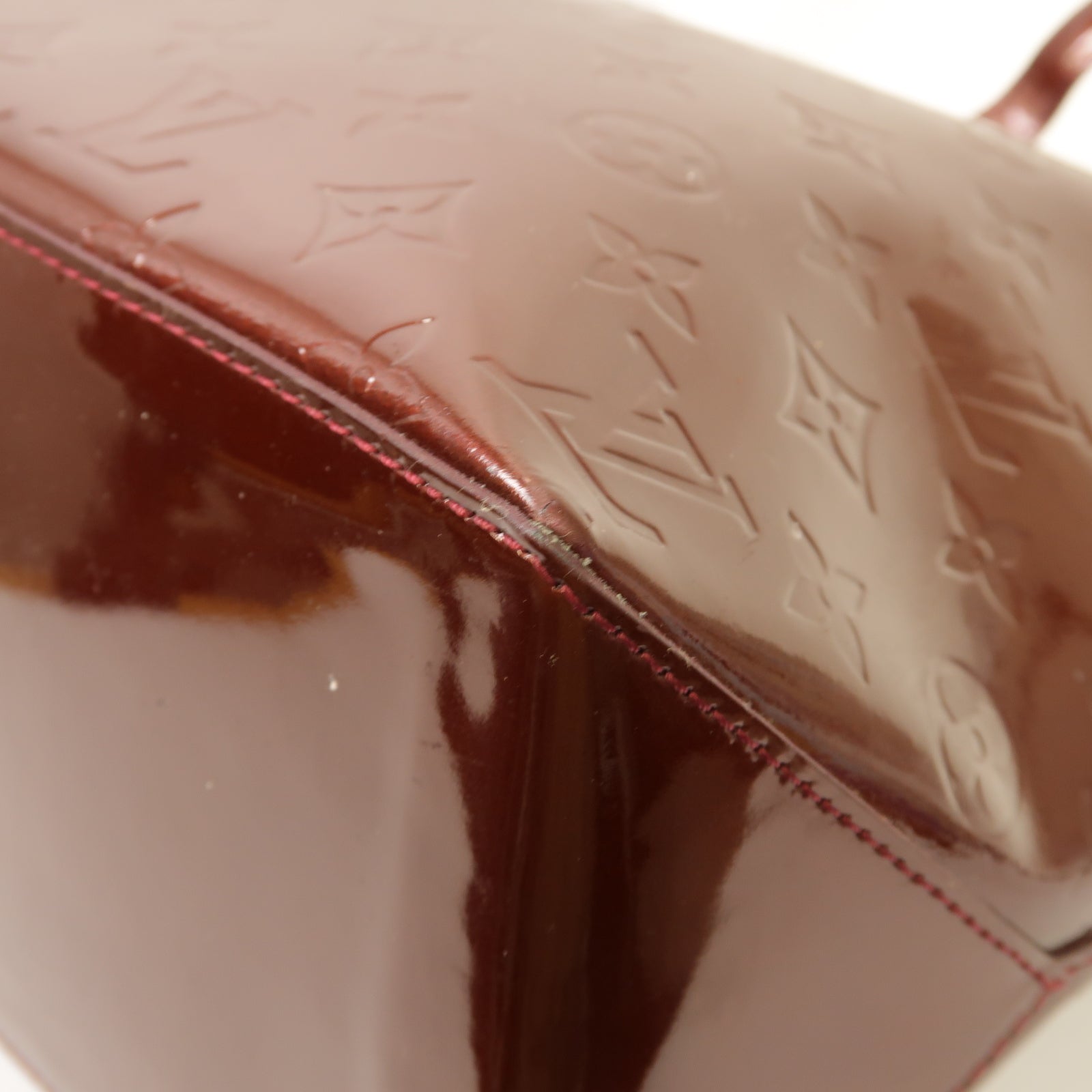 LOUIS VUITTON 【激減優惠】Monogram Vernis Vernis Wilshire GM金扣手挽袋酒紅色