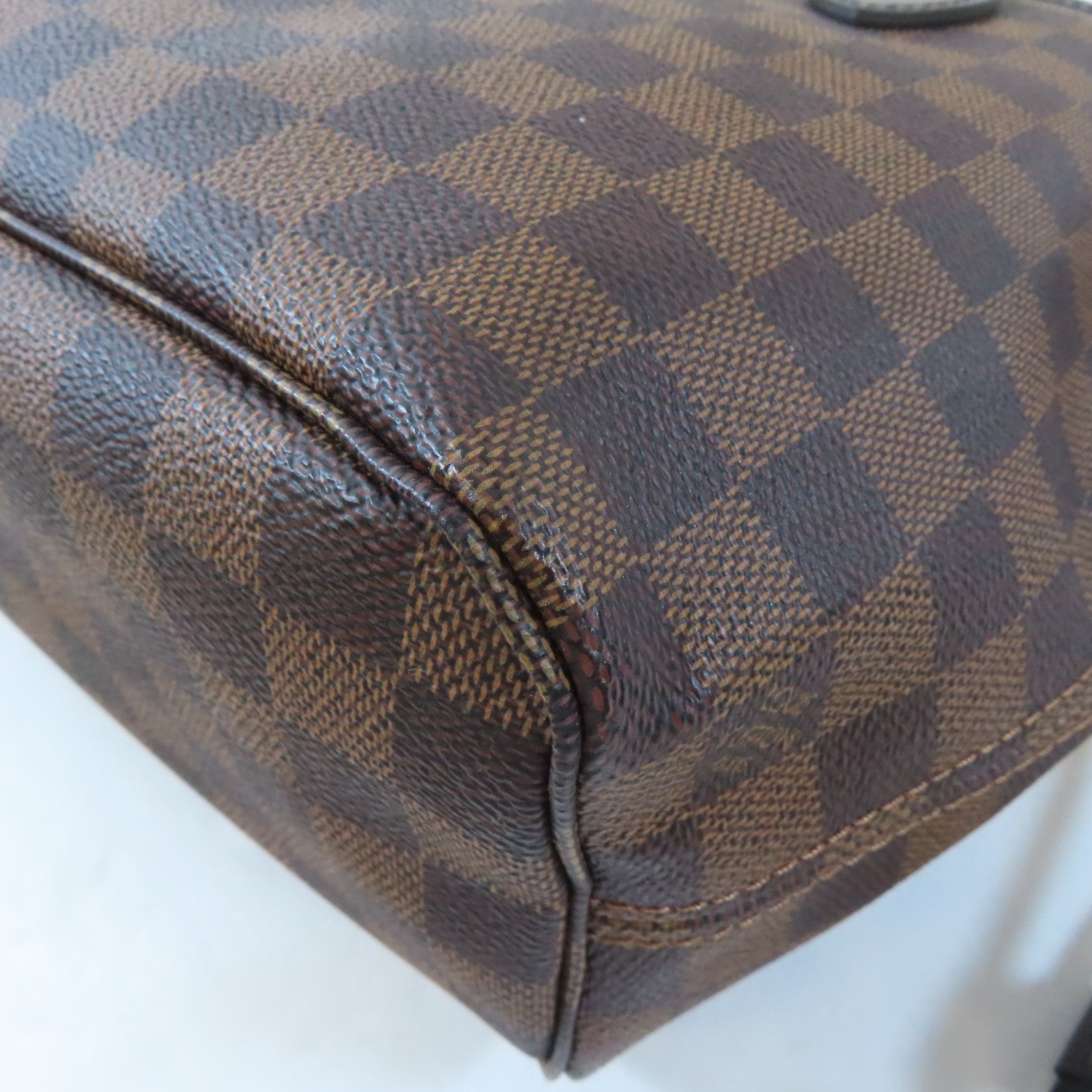 LOUIS VUITTON Damier NeverFull PM金扣肩背袋棕色