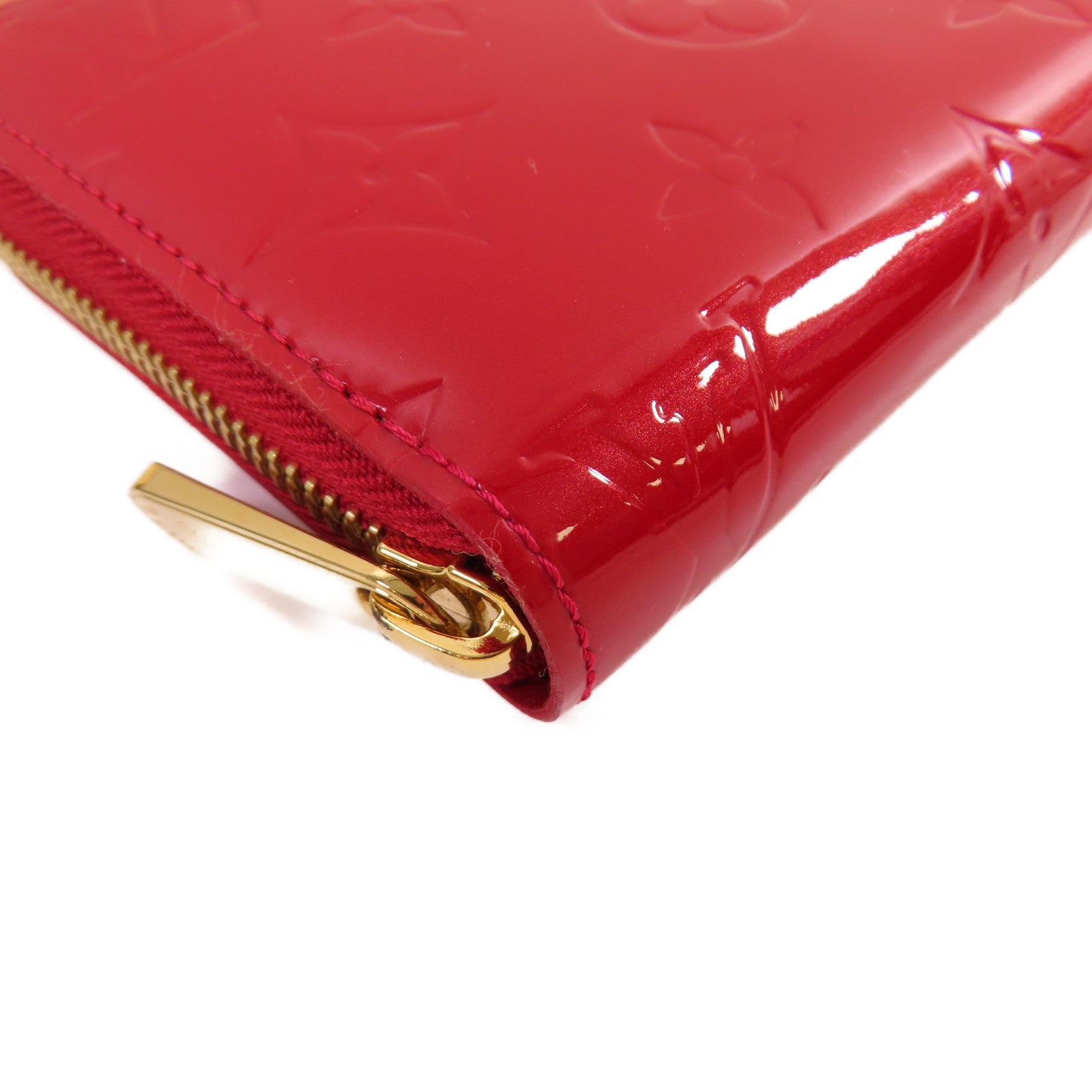 LOUIS VUITTON Monogram Vernis Zippy Long Wallet金扣拉鏈長錢包紅色
