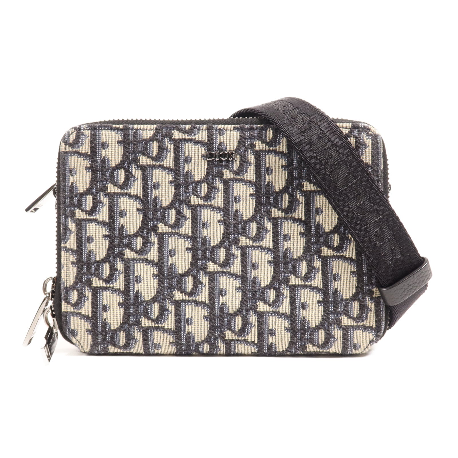 Dior 帆布Zipped Pouch With Strap銀扣肩背袋