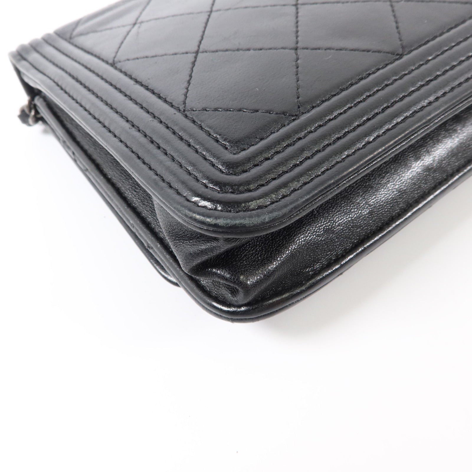 CHANEL 羊皮皮革Boy Chanel Wallet on Chain銀扣鏈帶肩背袋