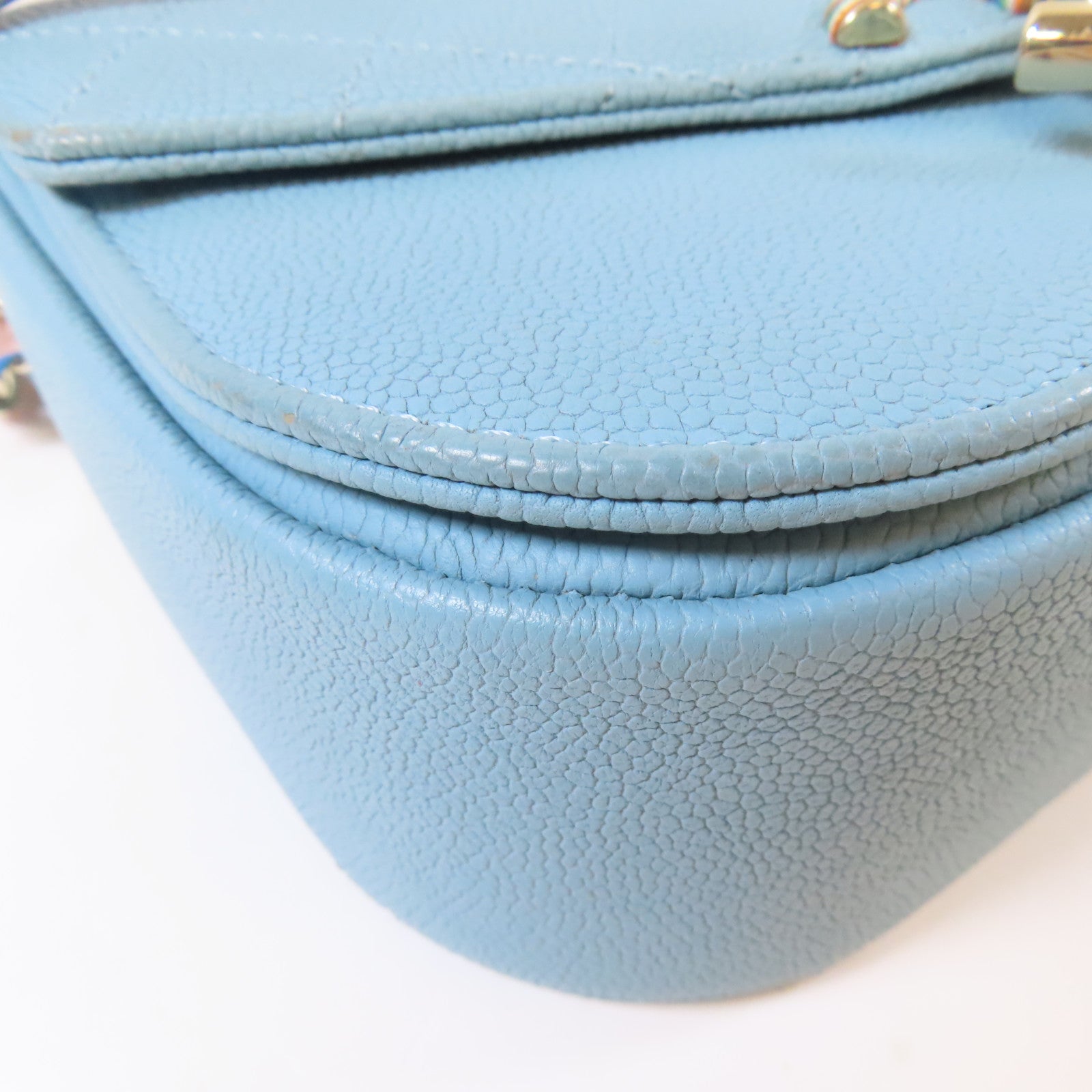 CHANEL 菱格Caviar皮革Cuba Top Handle Flap銀扣鏈帶手挽肩背兩用袋藍色