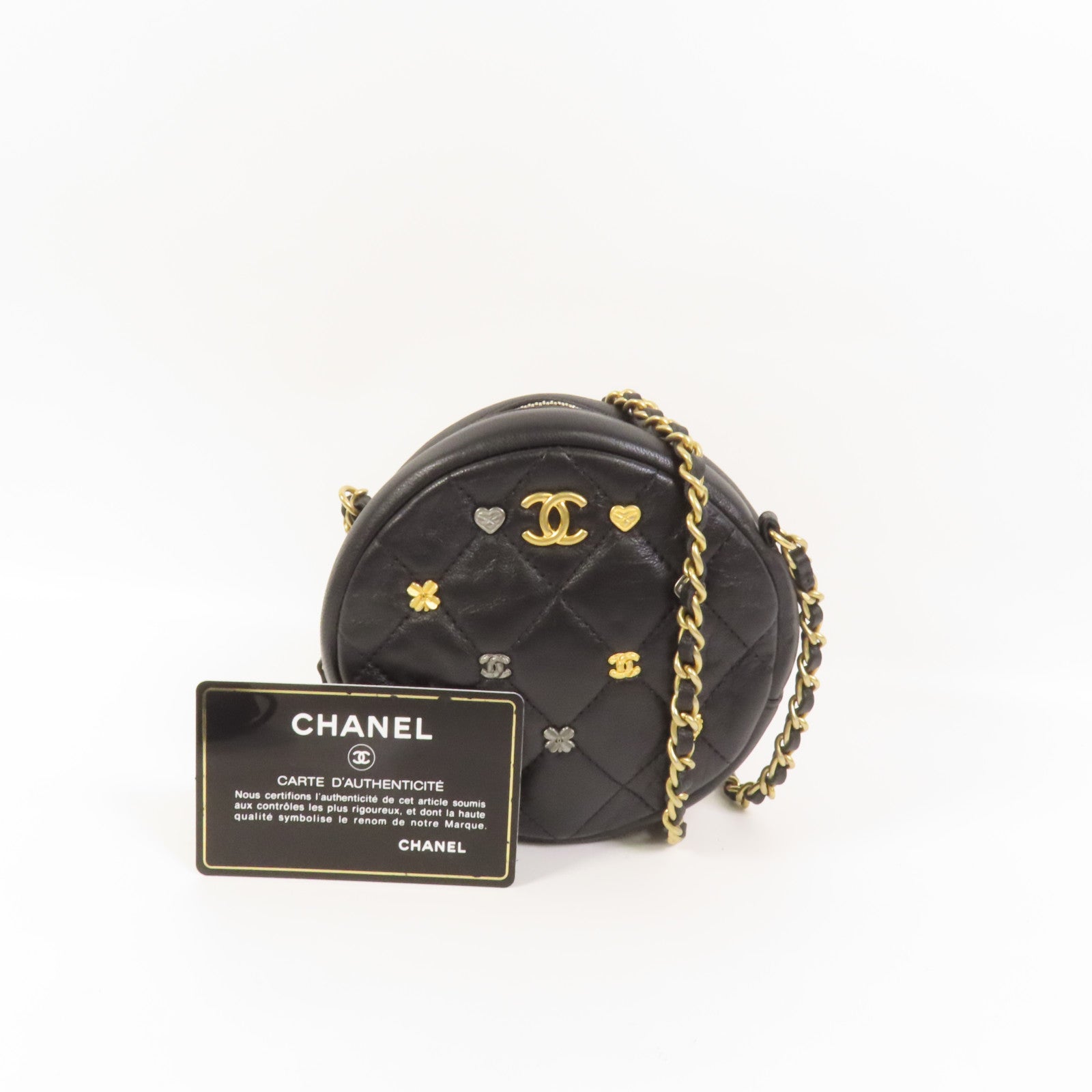 CHANEL 羊皮皮革Chain Shoulder金扣鏈帶肩背袋
