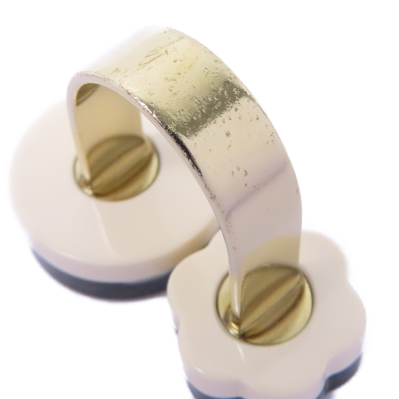 CHANEL PVC/金屬Ring戒指US#5黑色/白色/金色