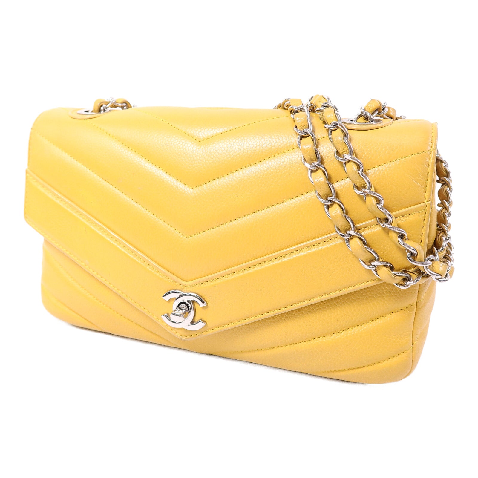 CHANEL 牛皮皮革Chervon Classic Flap鏈帶肩背袋