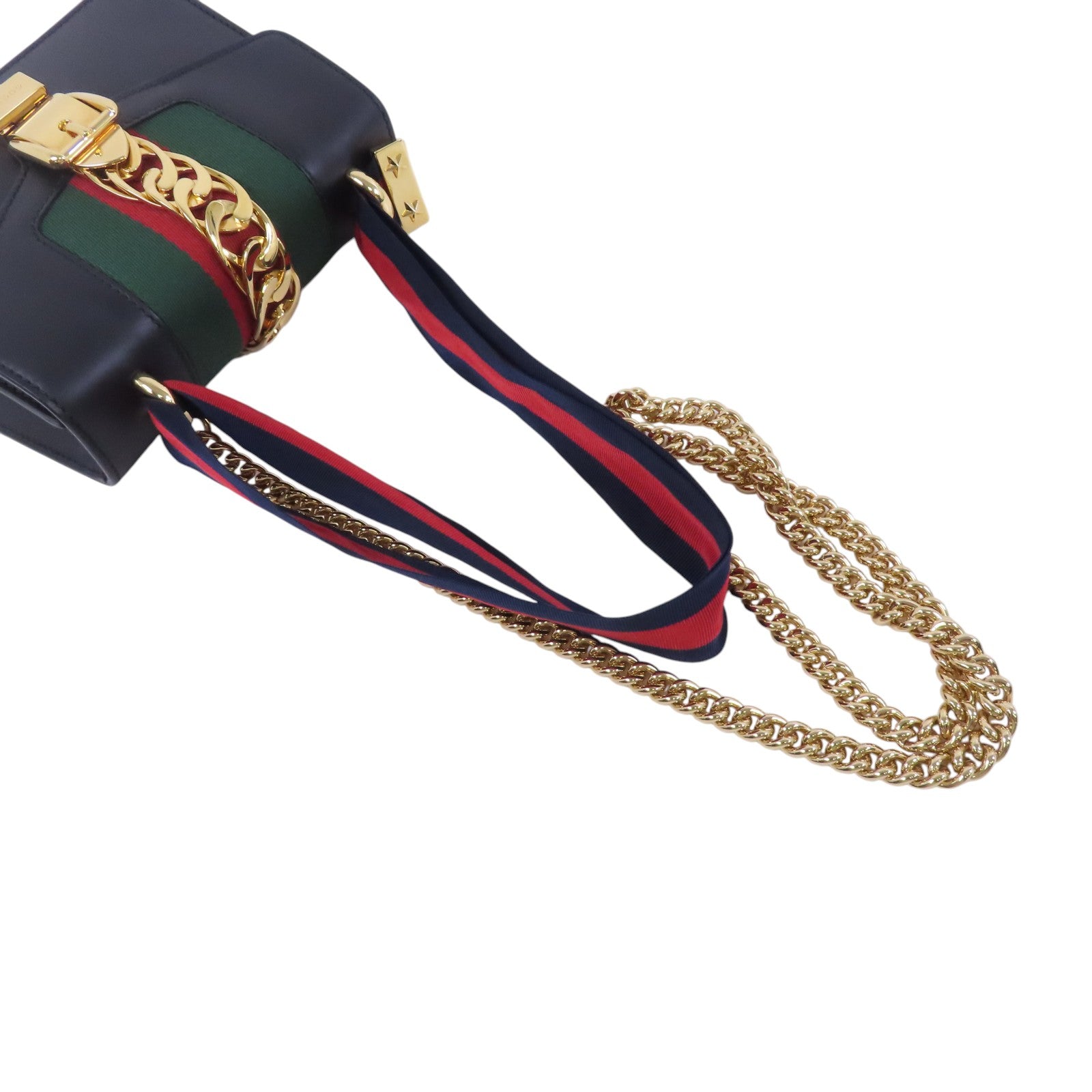 GUCCI 牛皮皮革Sylvie Min Bag金扣手挽肩背兩用袋