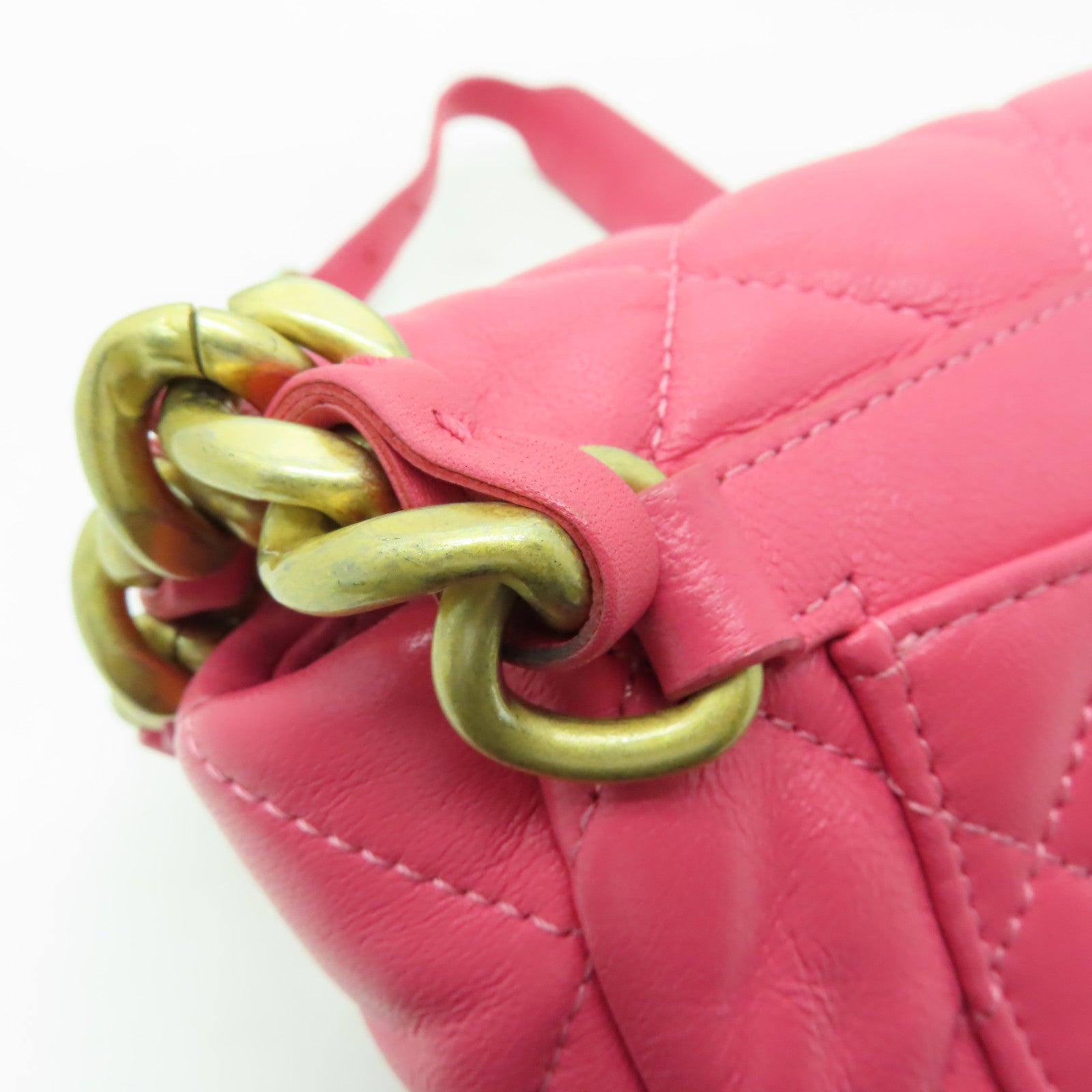 CHANEL 【激減優惠】菱格羊皮皮革Waist Bag金扣腰包粉紅色