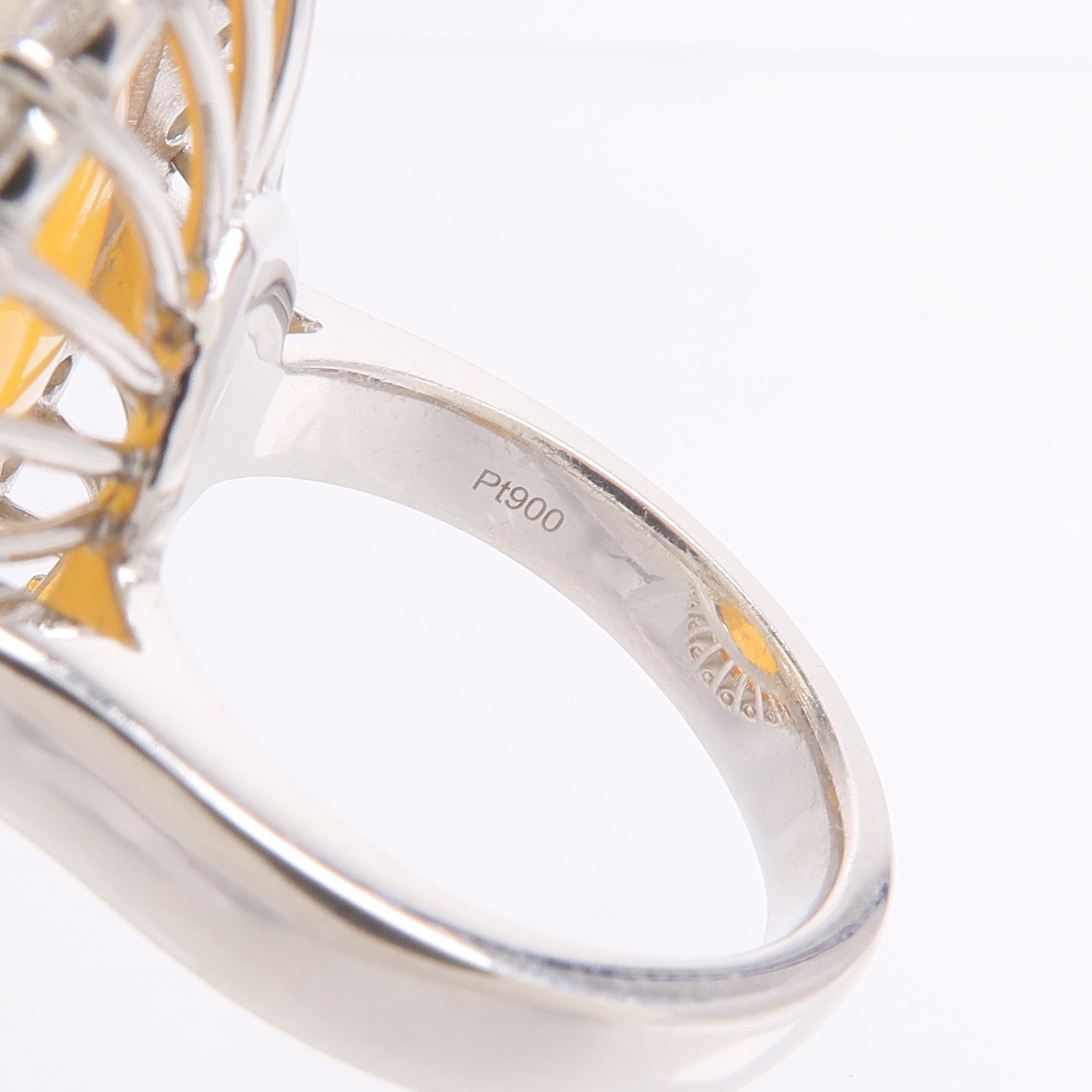 JEWELRY 【激減優惠】PT900鉑金Fire Opal Diamond Ring蛋白石/鑽石戒指