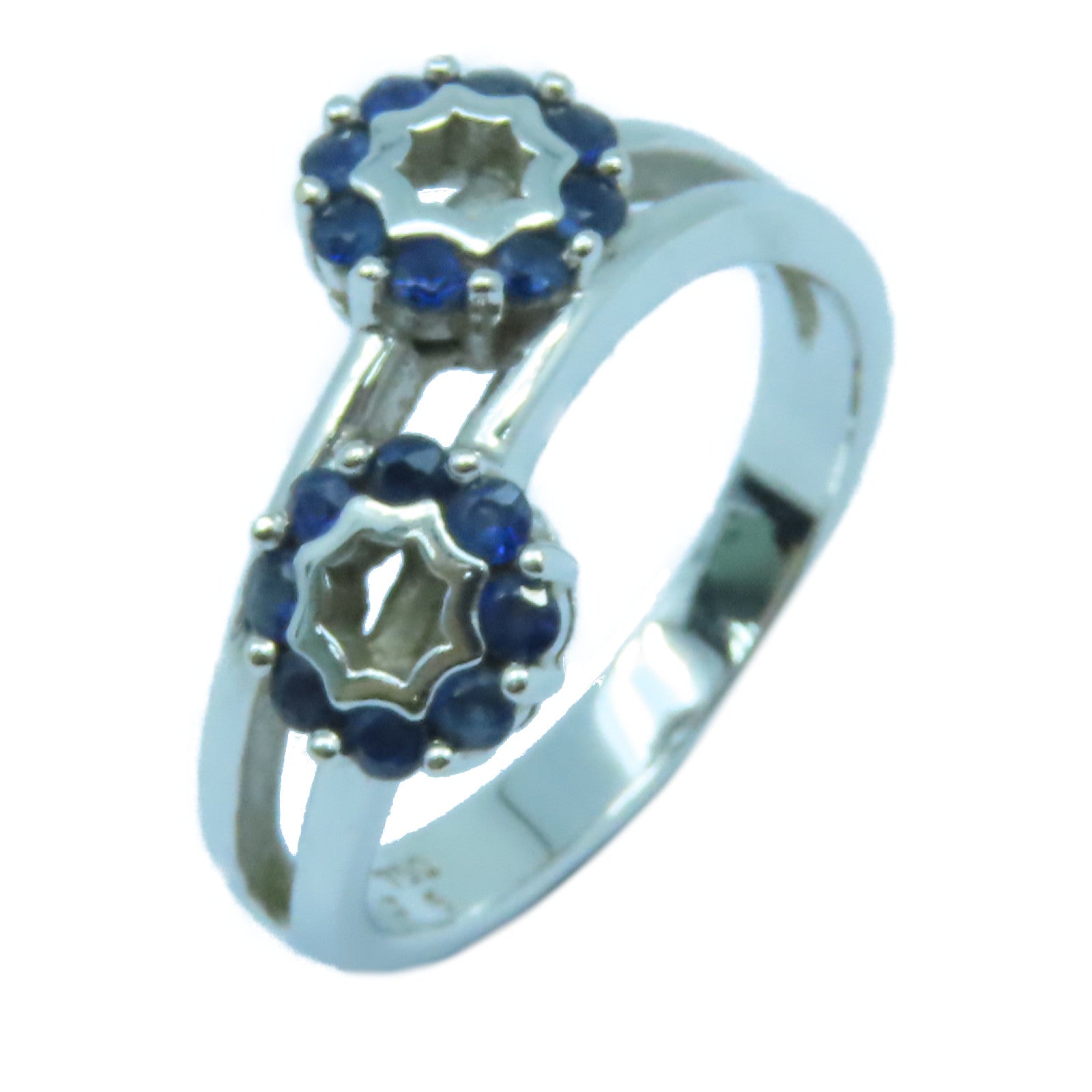 JEWELRY 【激減優惠】18K白金Sapphire Ring藍寶石戒指銀色/藍色US#6