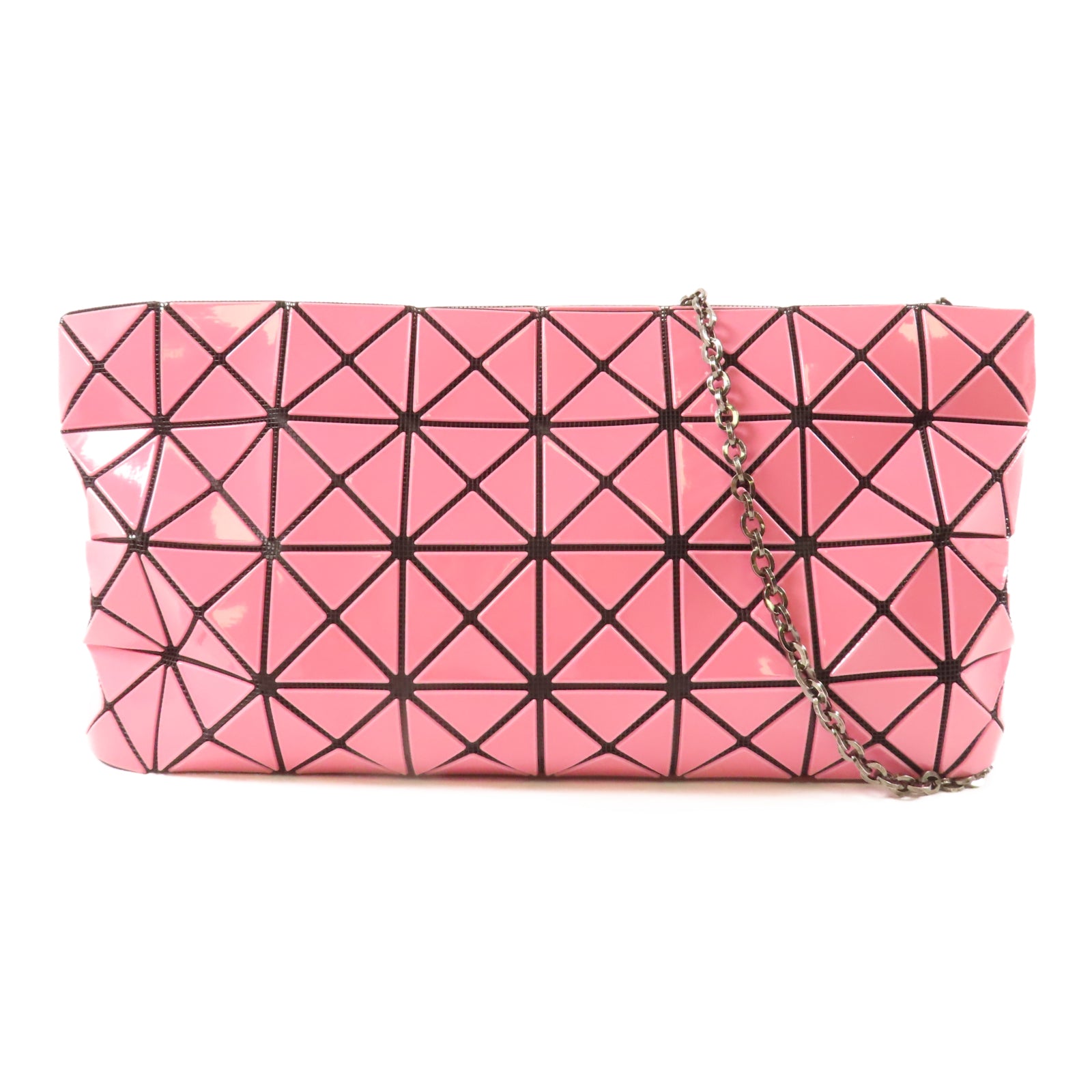 ISSEY MIYAKE 塗層帆布Shoulder Bag銀扣鏈帶肩背袋粉紅色