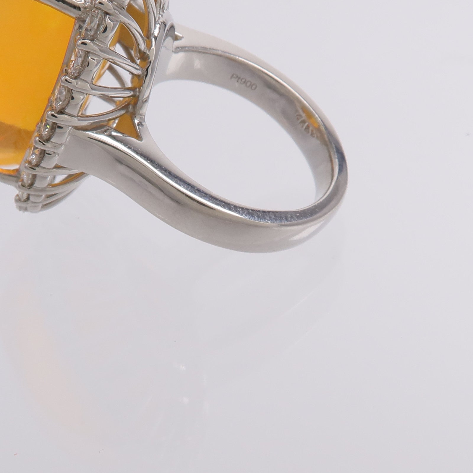 JEWELRY 【激減優惠】PT900鉑金Fire Opal Diamond Ring蛋白石/鑽石戒指