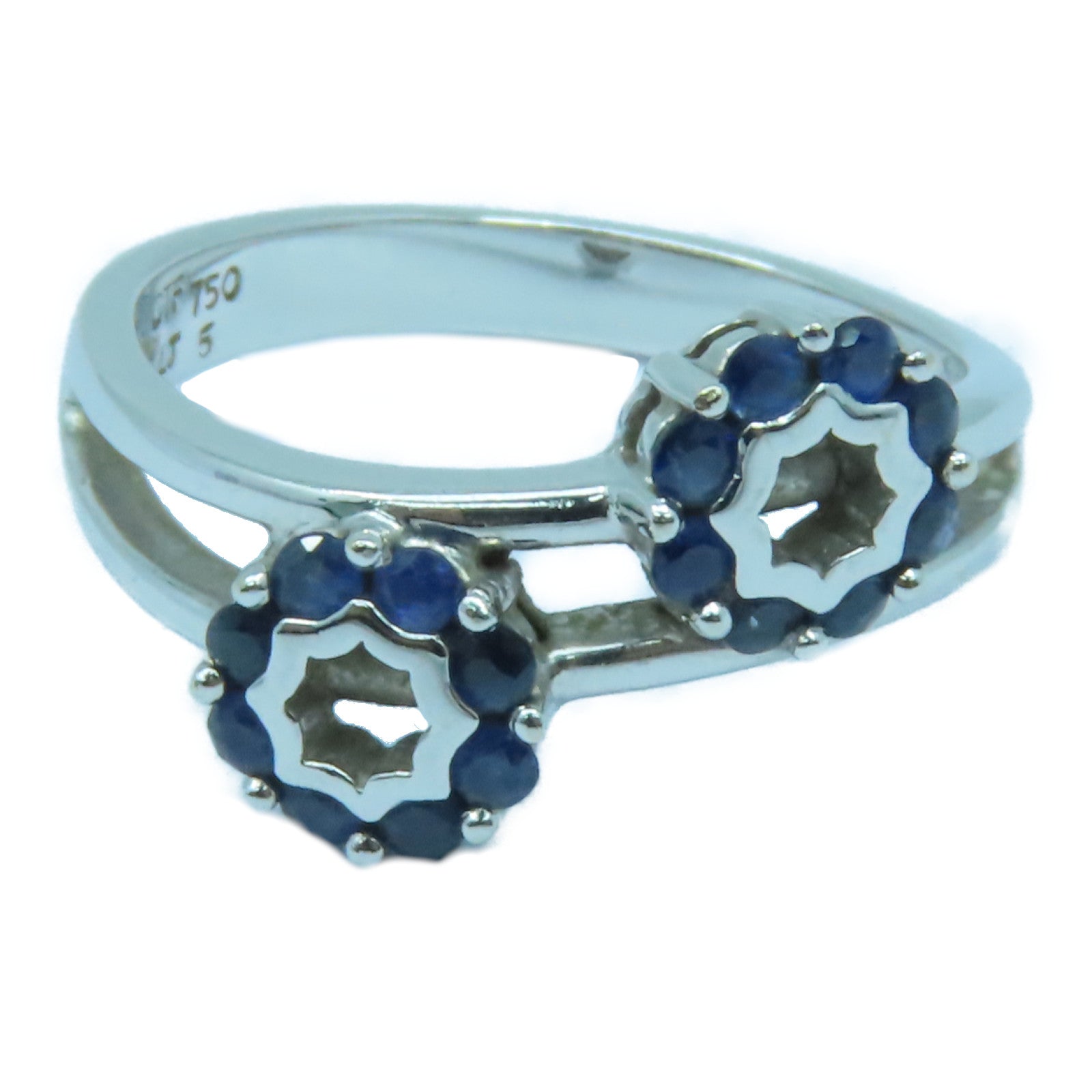 JEWELRY 【激減優惠】18K白金Sapphire Ring藍寶石戒指銀色/藍色US#6