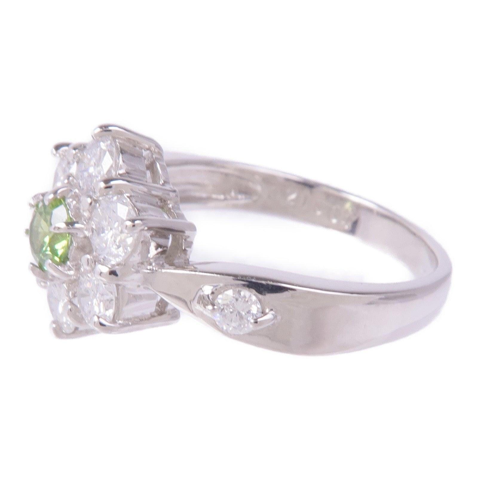 JEWELRY PT850鉑金Demantoid Garnet Diamond Ring US#5.75