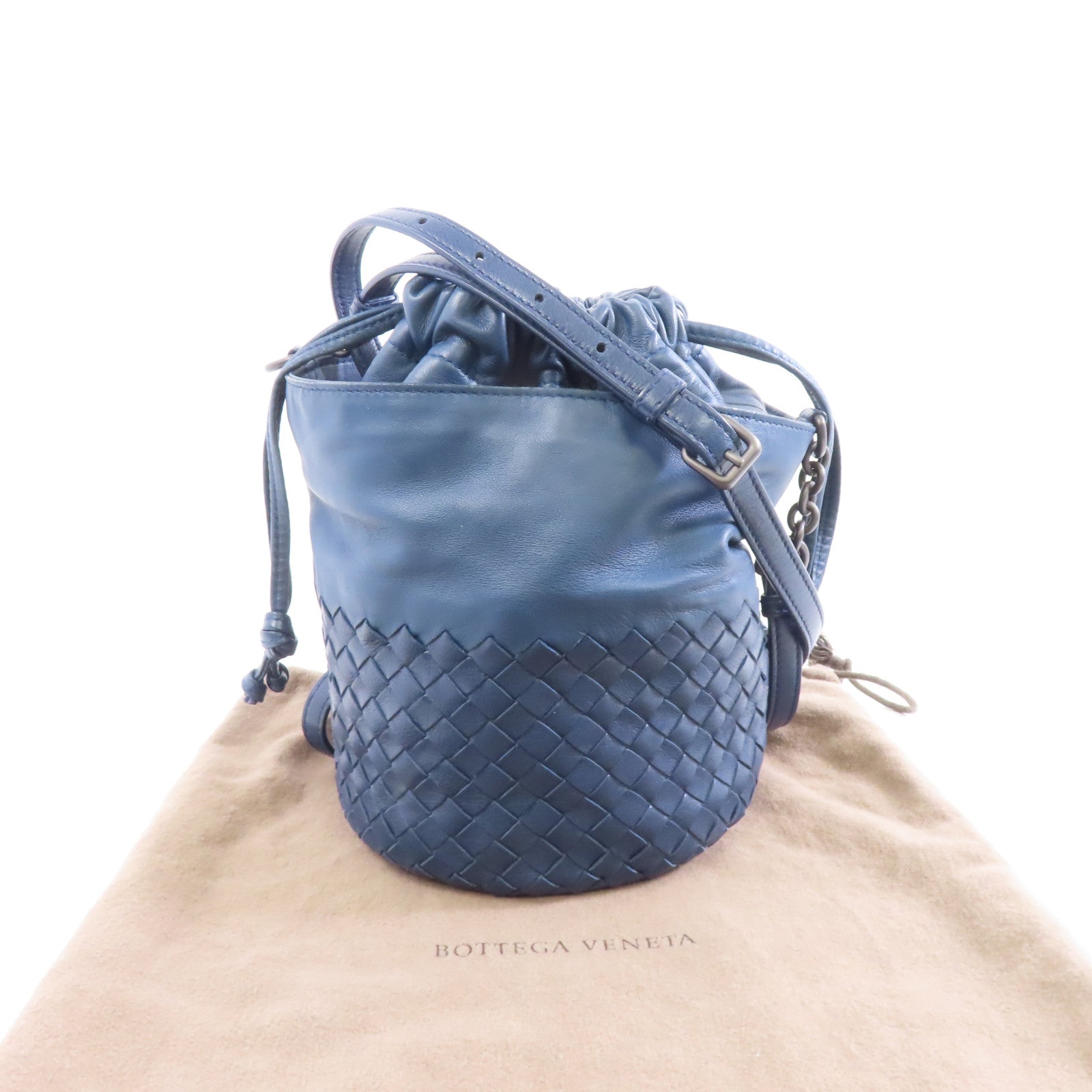 BOTTEGA VENETA 皮革Shoulder Bag肩背袋深藍色