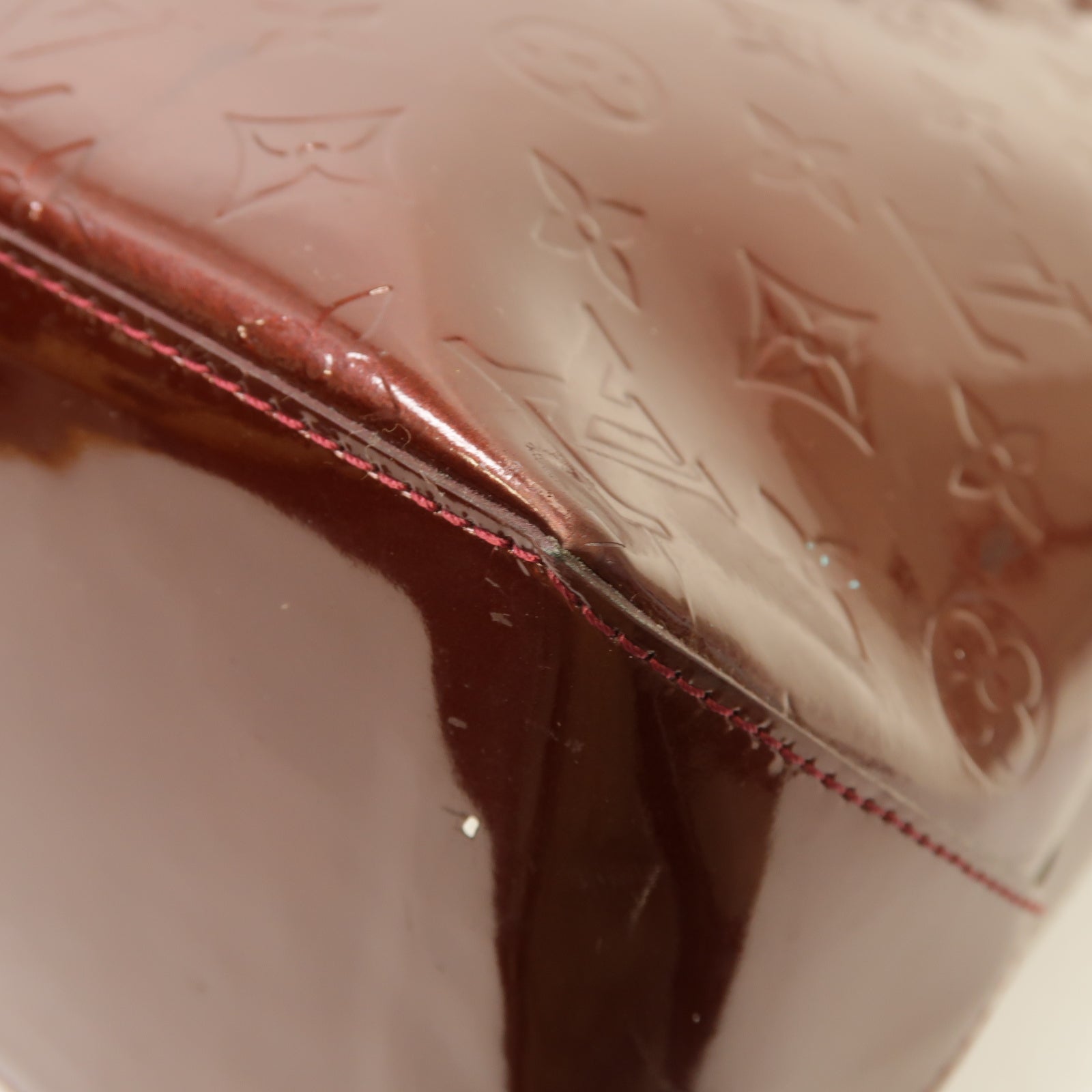 LOUIS VUITTON 【激減優惠】Monogram Vernis Vernis Wilshire GM金扣手挽袋酒紅色