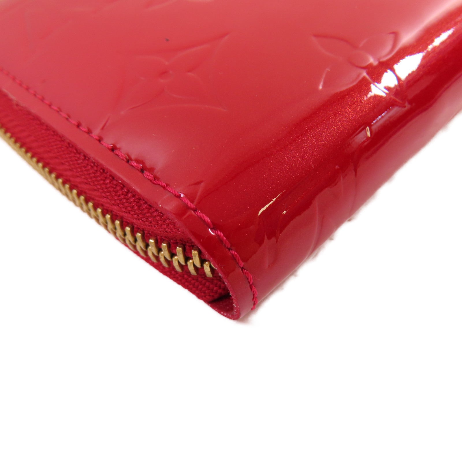 LOUIS VUITTON Monogram Vernis Zippy Long Wallet金扣拉鏈長錢包紅色